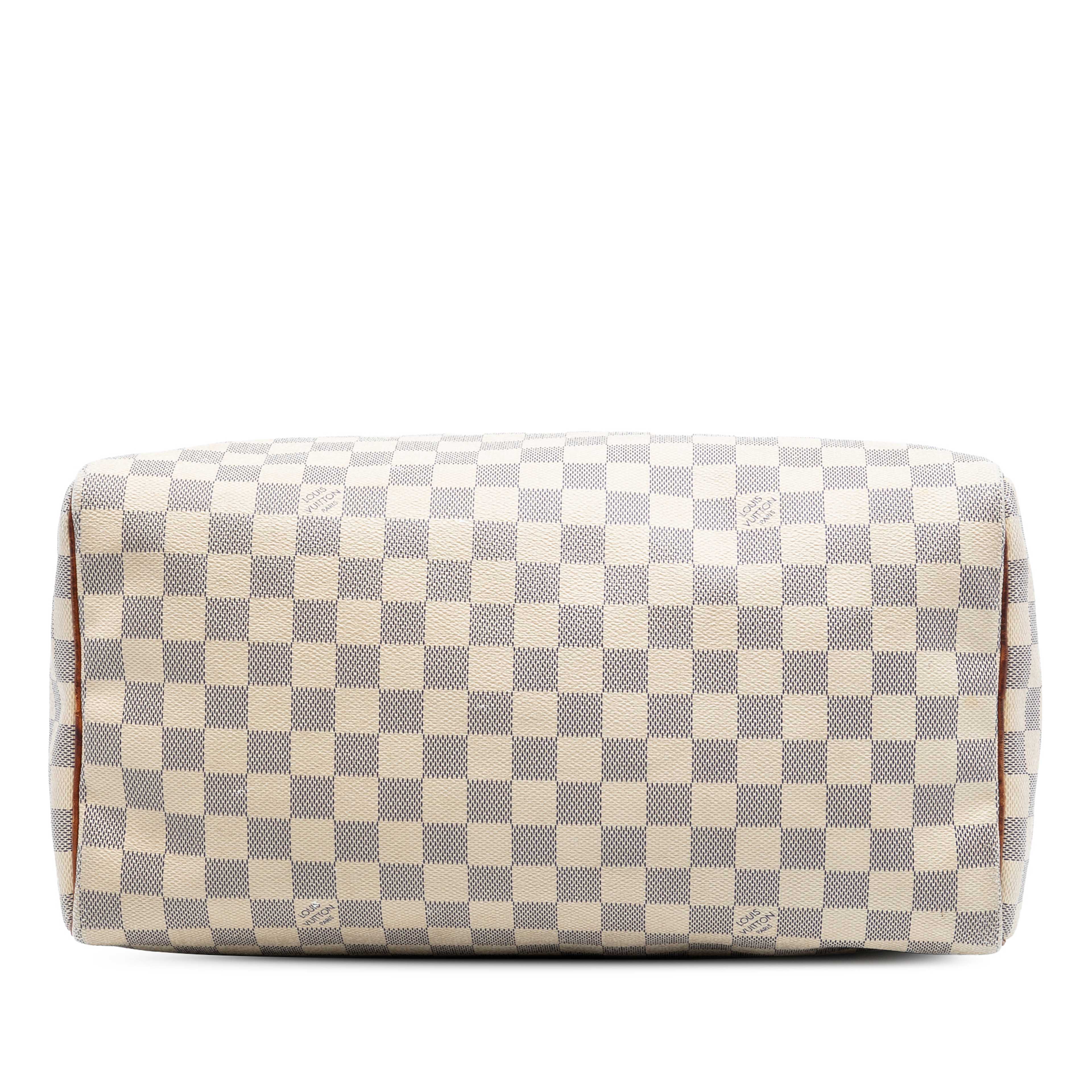 Louis Vuitton Damier Azur Speedy 35, från Luxclusif, i färgen white. Klicka för att öppna bilden i stort format