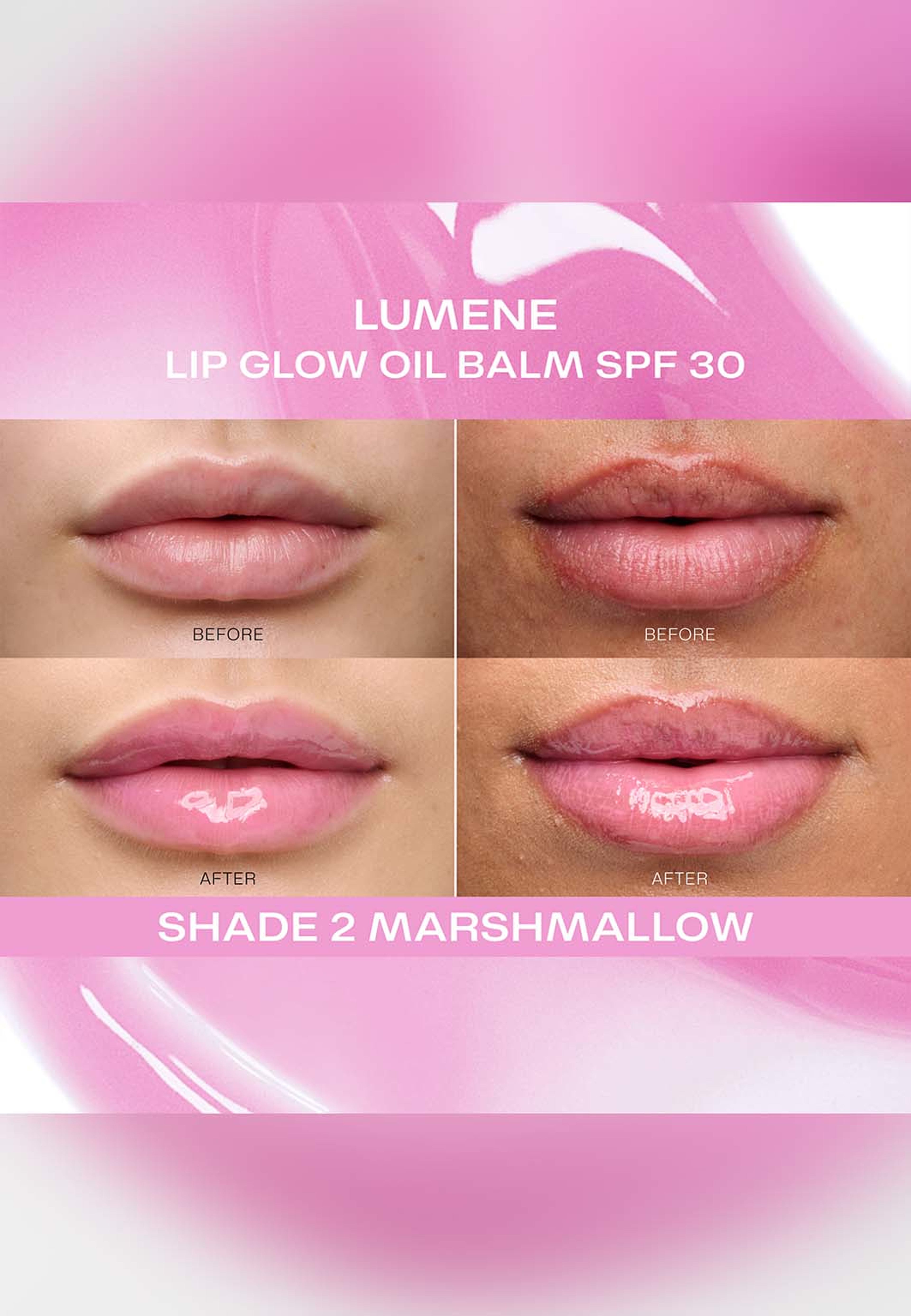 Lip Glow Oil Balm SPF30, från Lumene, i färgen Marsmallow. Klicka för att öppna bilden i stort format