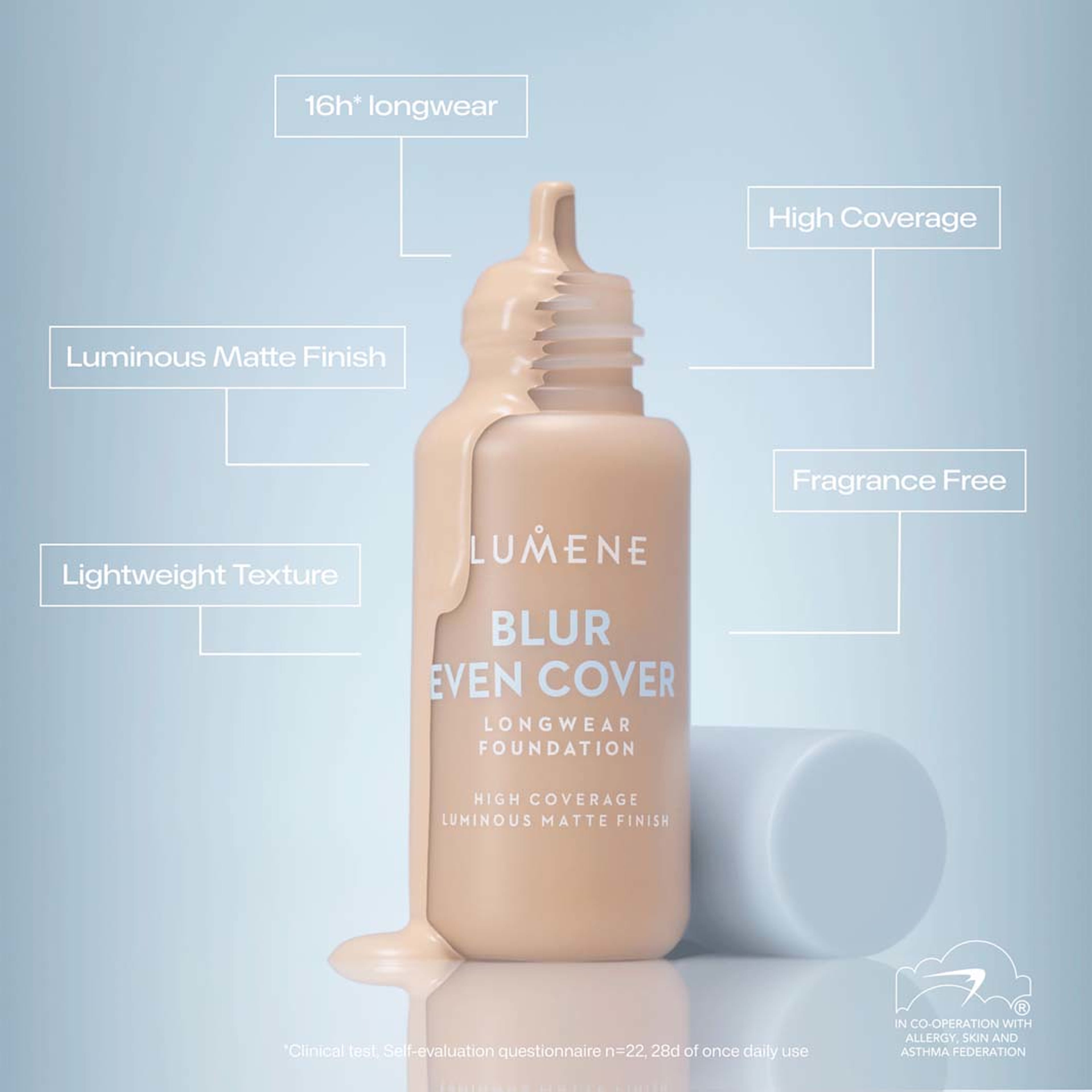 Blur Even Cover Foundation, från Lumene, i färgen 1.5. Klicka för att öppna bilden i stort format