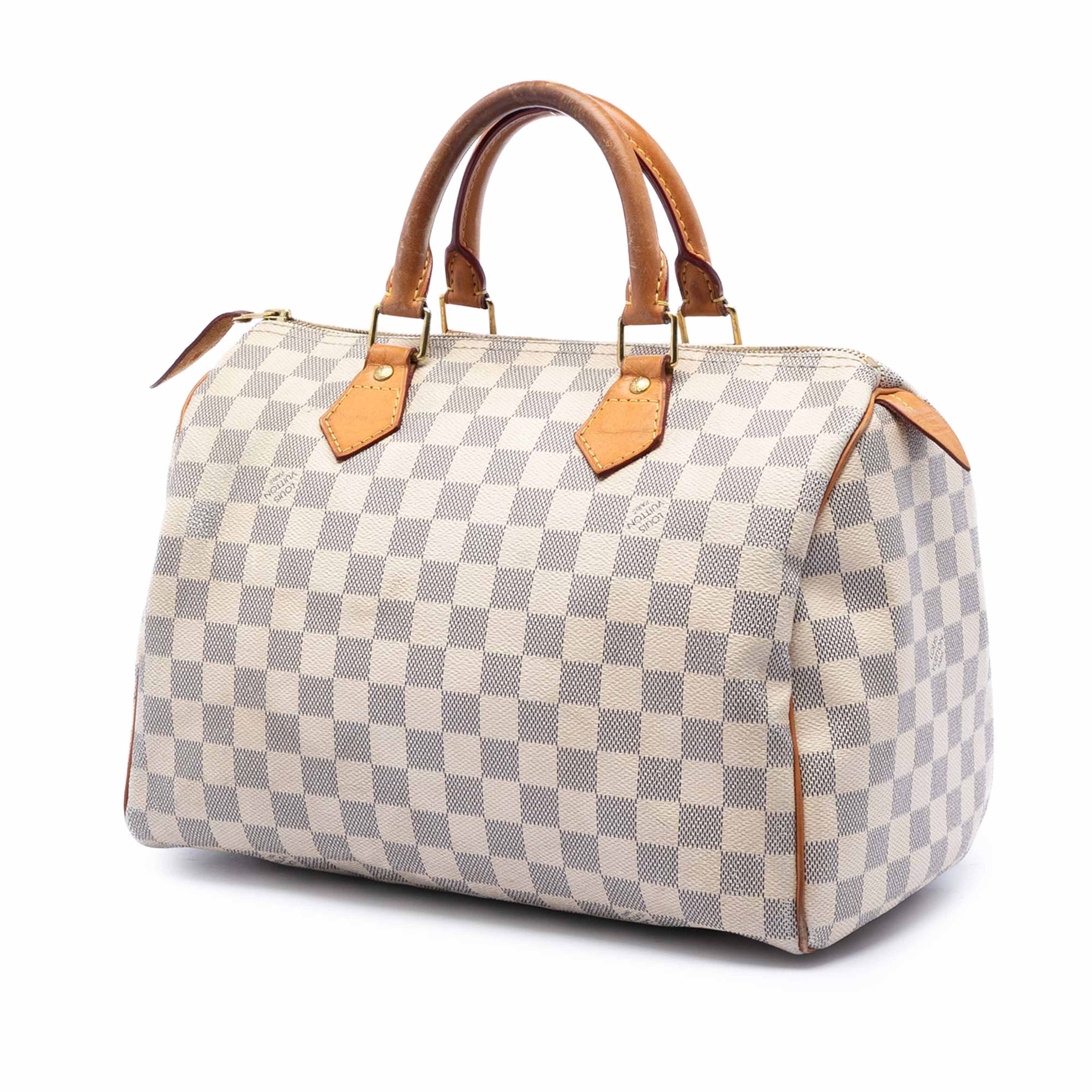 Louis Vuitton Damier Azur Speedy 30, från Luxclusif, i färgen white. Klicka för att öppna bilden i stort format
