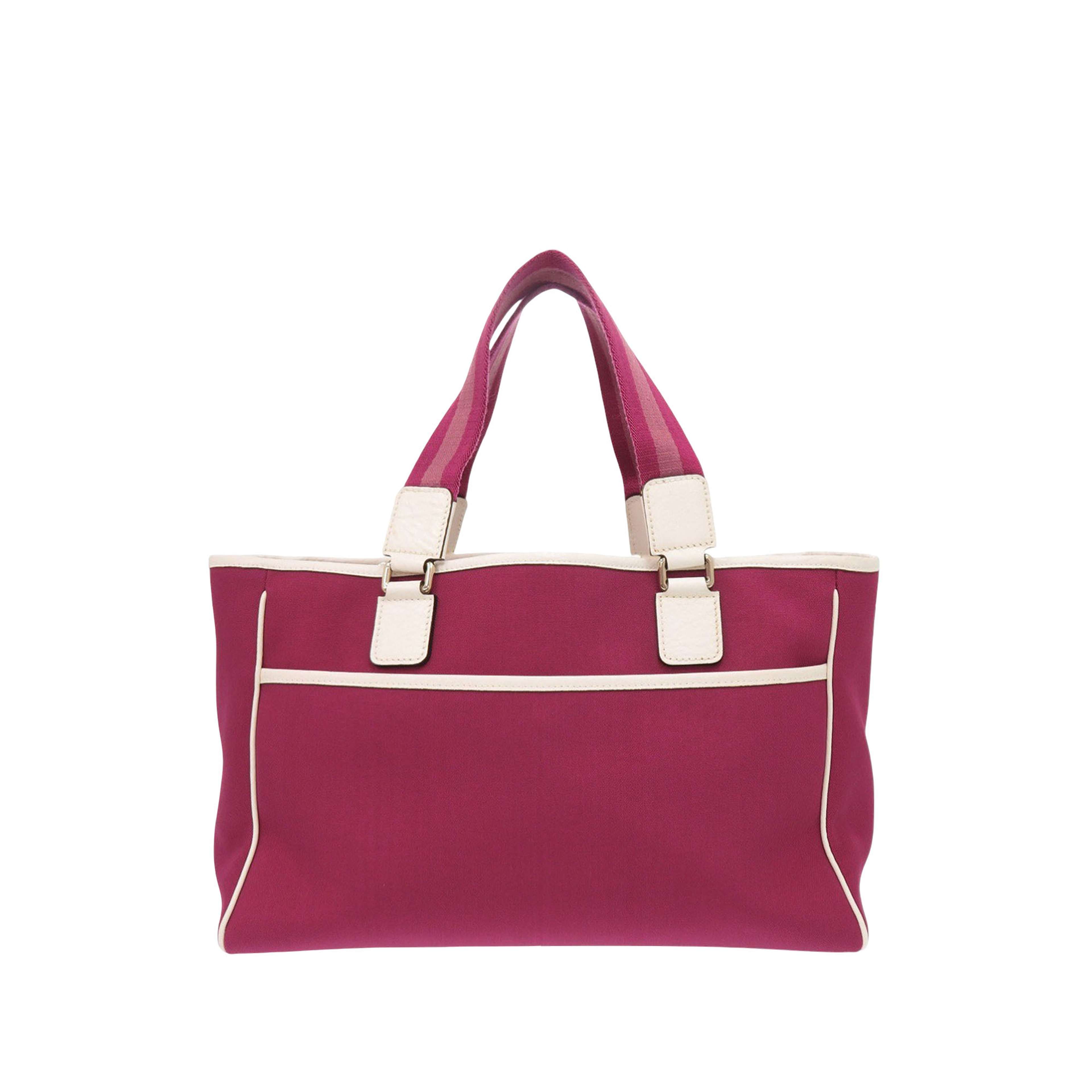 Gucci Canvas Web Tote, från Luxclusif, i färgen rosa. Klicka för att öppna bilden i stort format