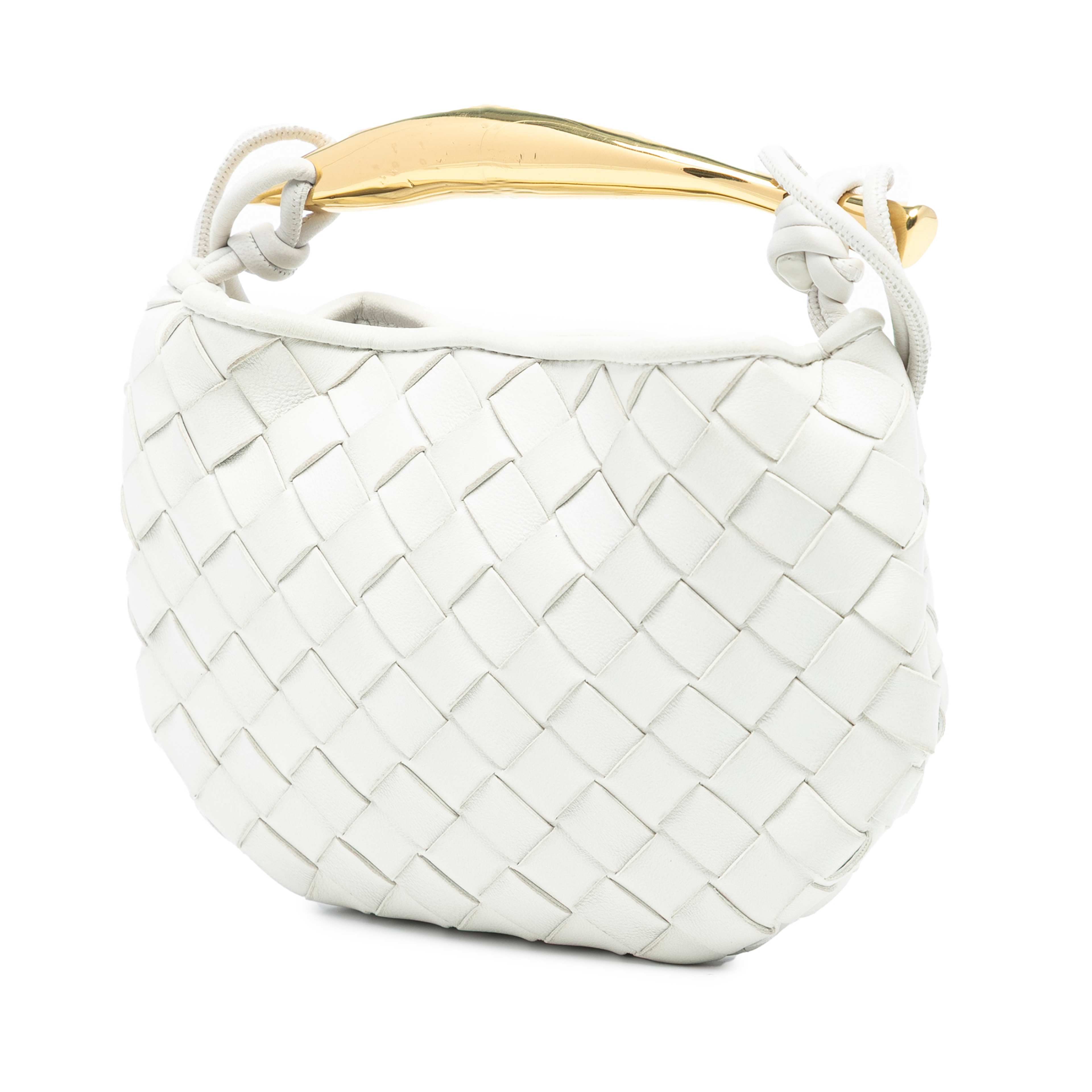 Bottega Veneta Baby Lambskin Intrecciato Sardine, från Luxclusif, i färgen white. Klicka för att öppna bilden i stort format