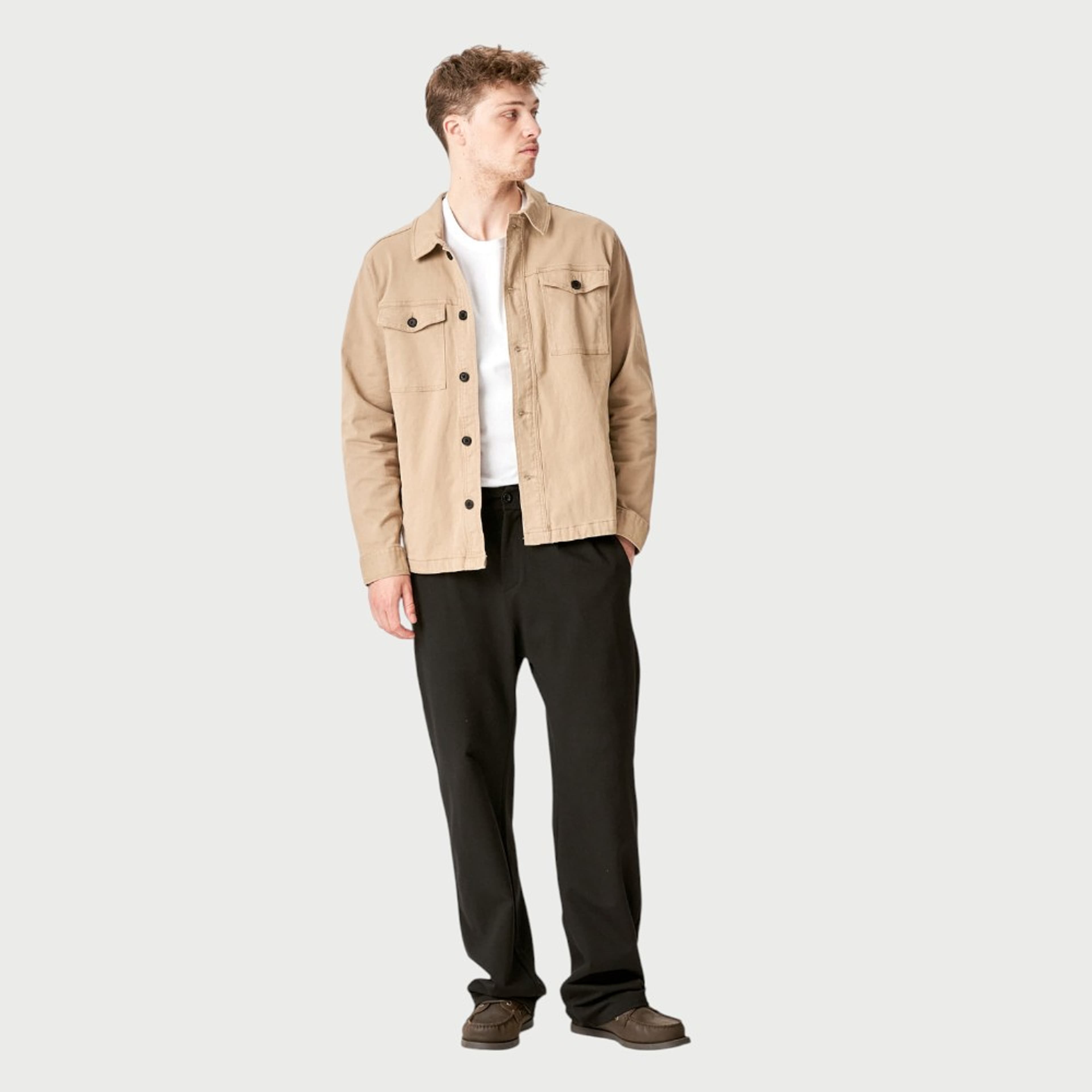 Twill Overshirt, från TeeShoppen, i färgen mörk sand. Klicka för att öppna bilden i stort format