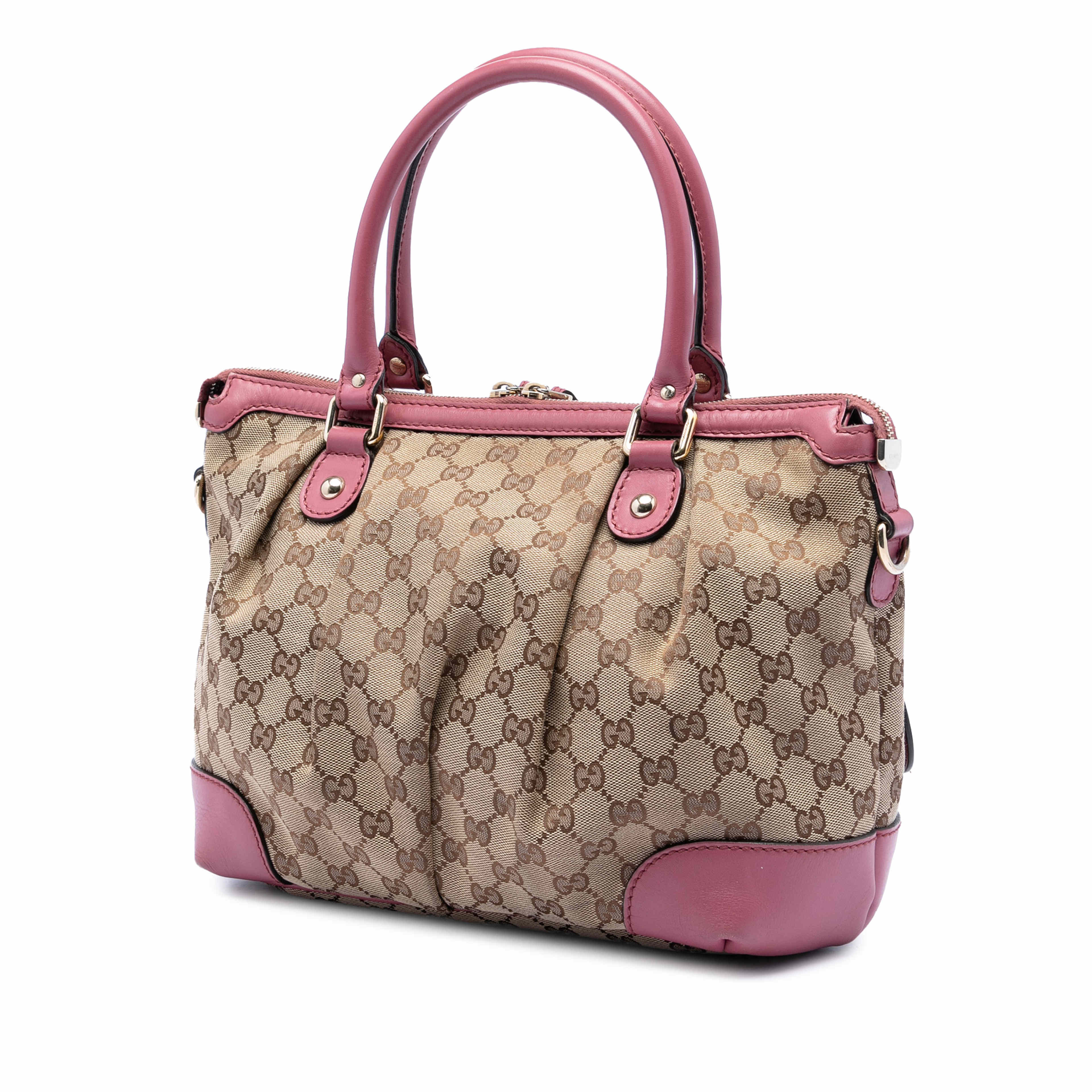 Gucci Gg Canvas Sukey Satchel, från Luxclusif, i färgen beige. Klicka för att öppna bilden i stort format