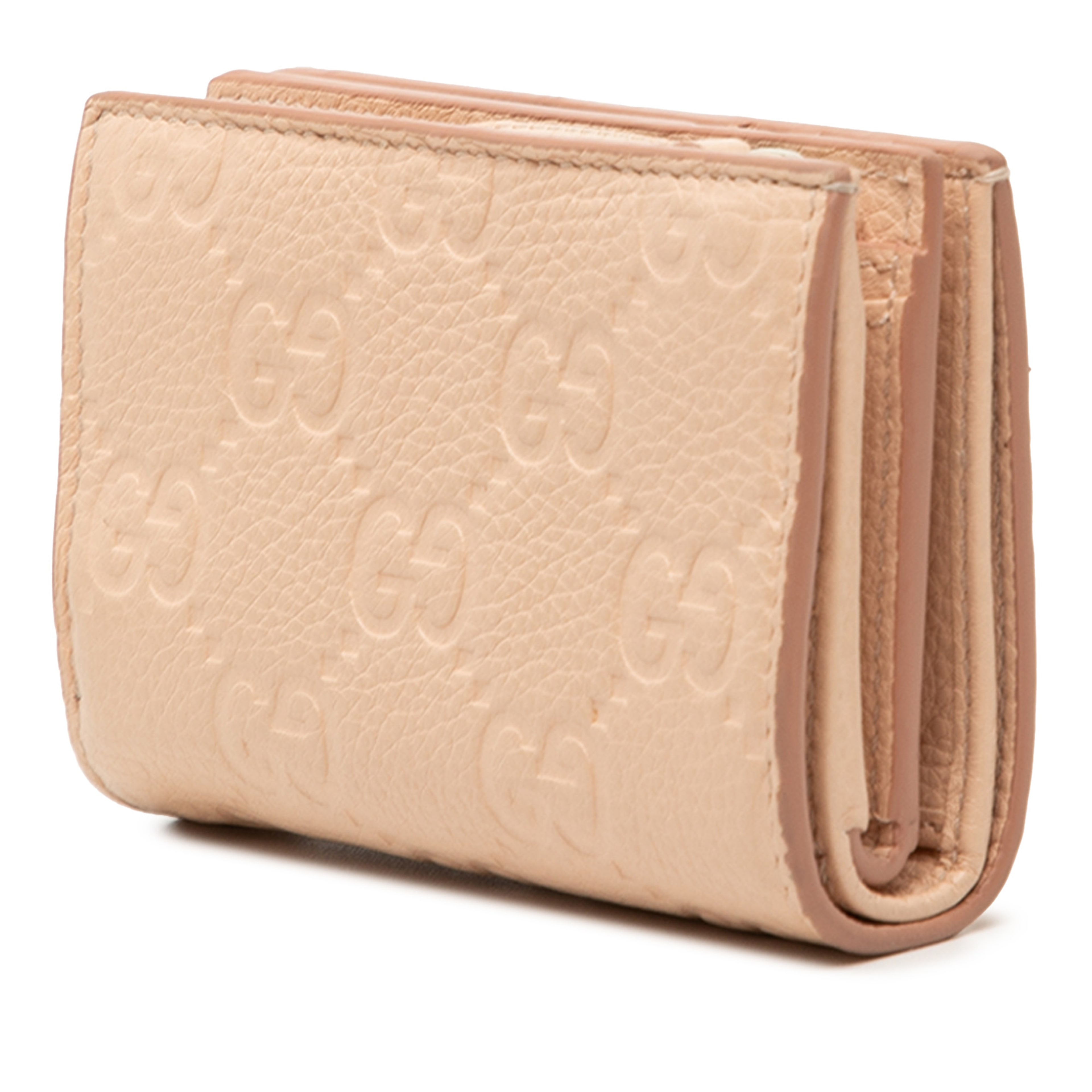 Gucci Small Gg Emblem Leather Bifold Wallet, från Luxclusif, i färgen beige. Klicka för att öppna bilden i stort format