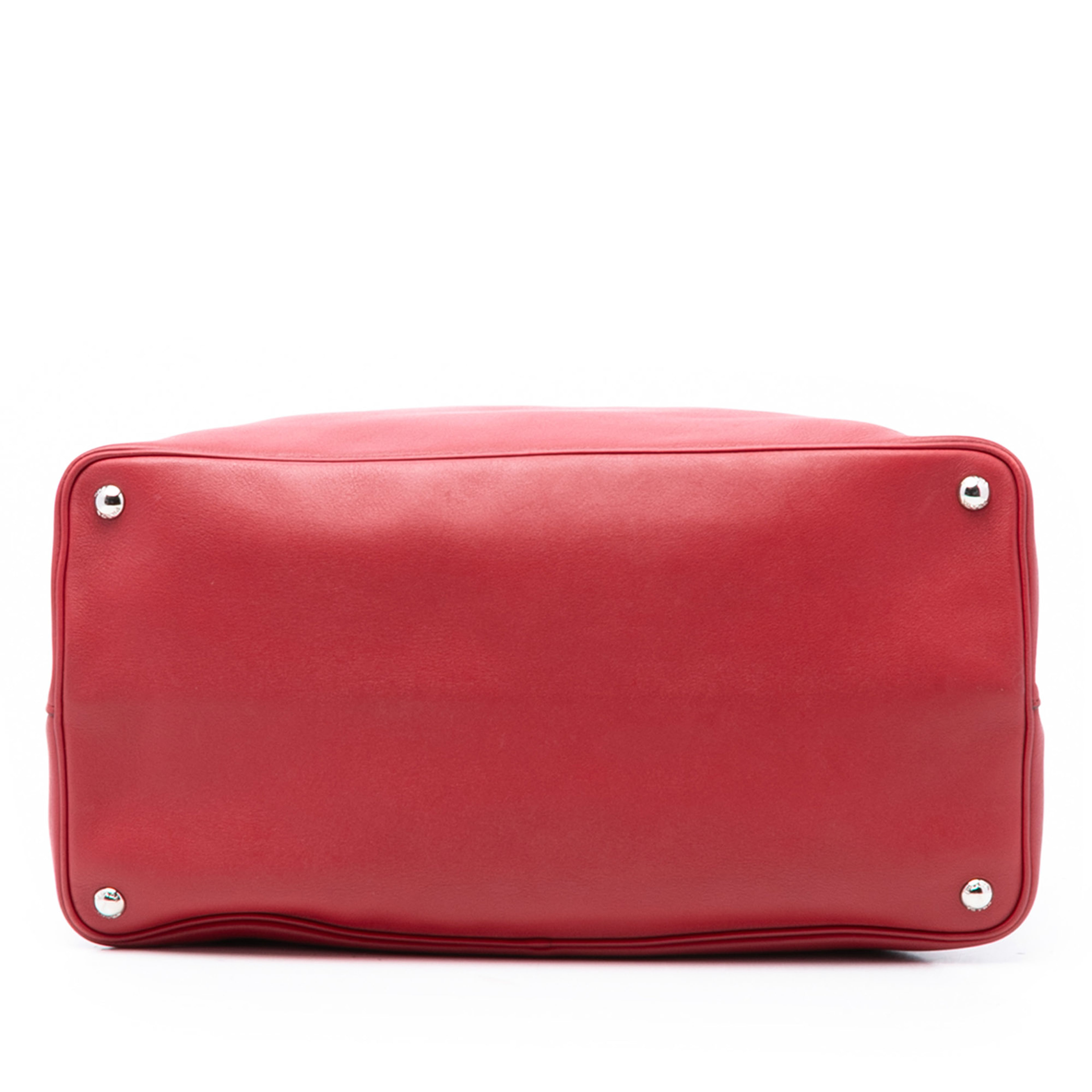 Prada Large Saffiano Cuir Double Satchel, från Luxclusif, i färgen red. Klicka för att öppna bilden i stort format