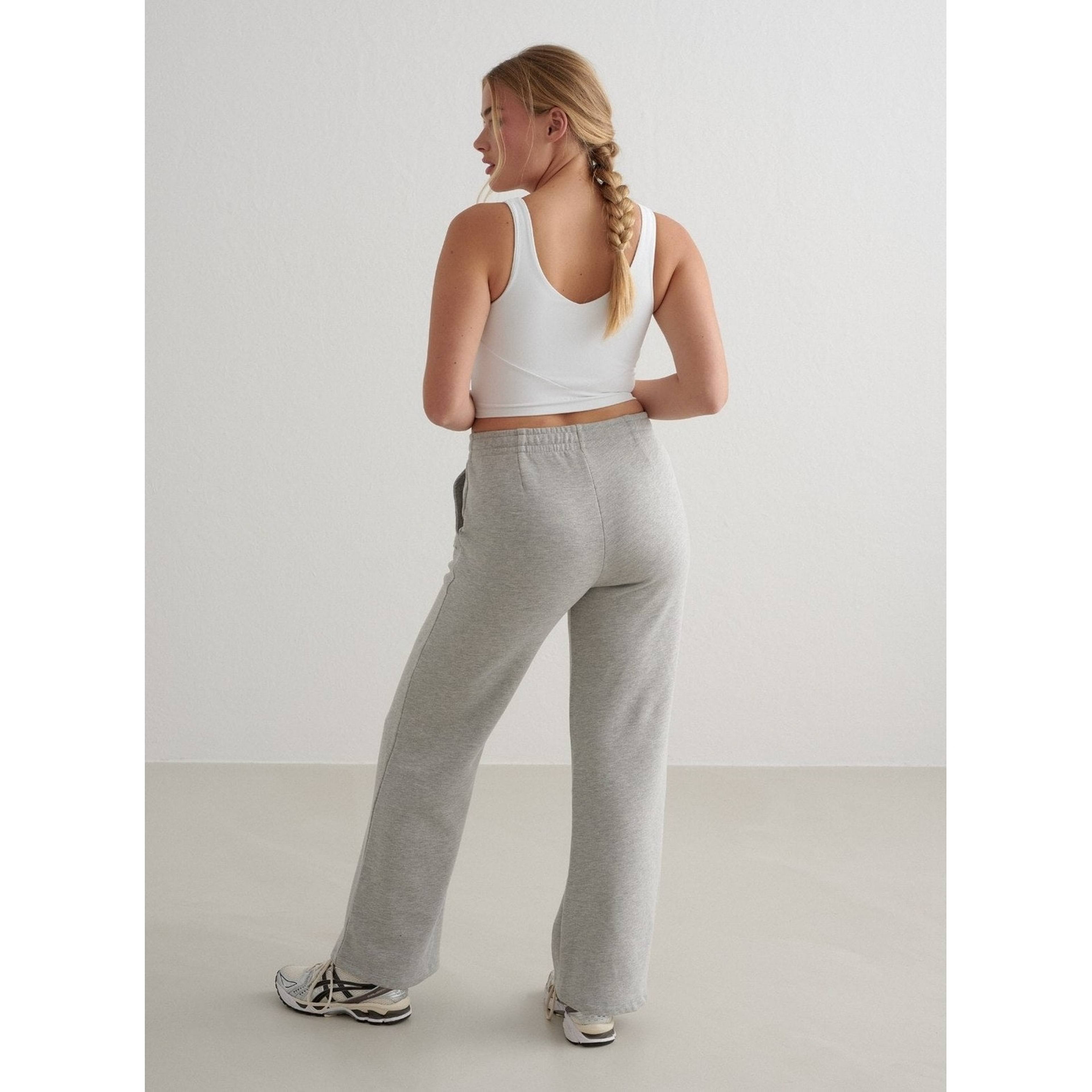 Grey Melange Wide Sweatpants
