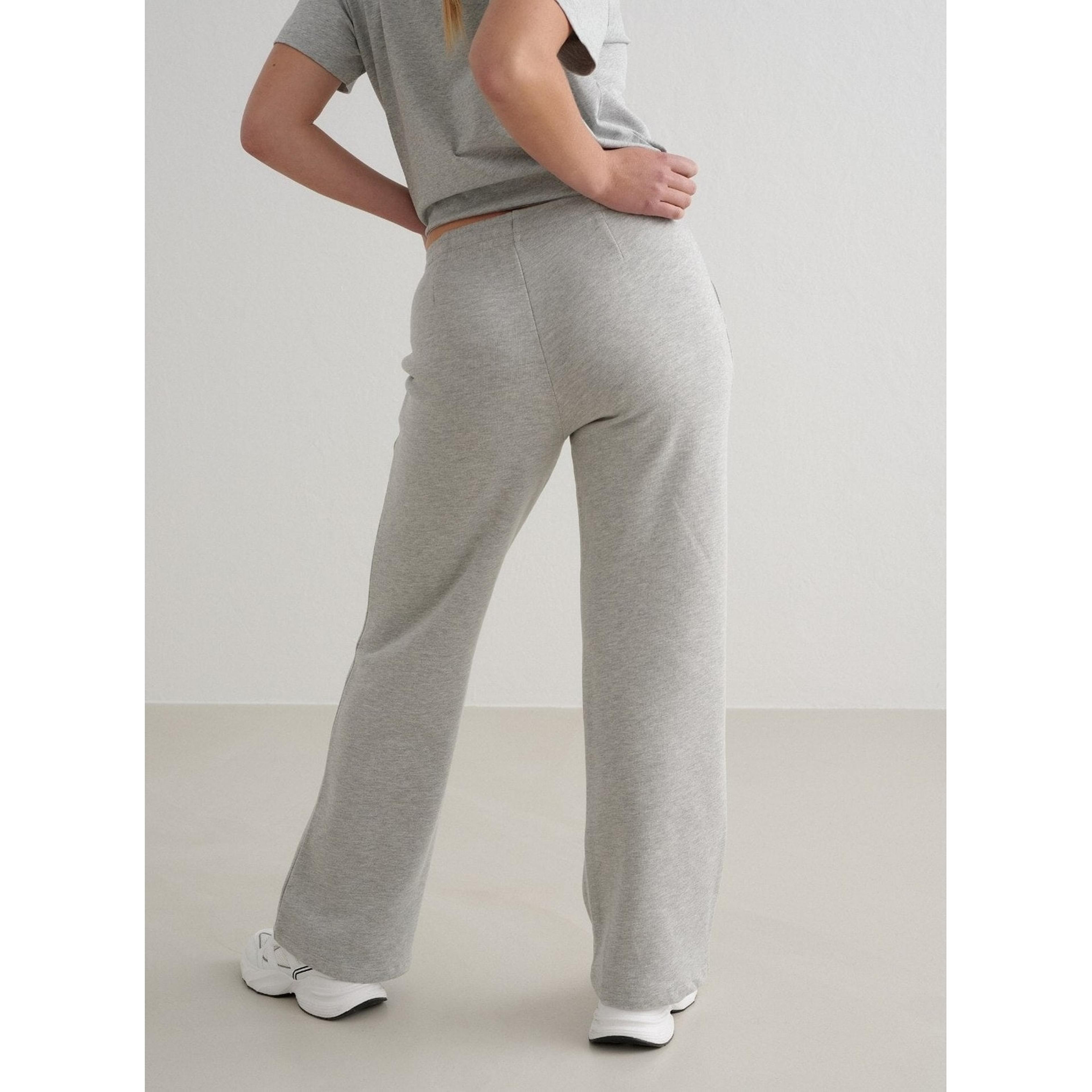 Grey Melange Wide Sweatpants