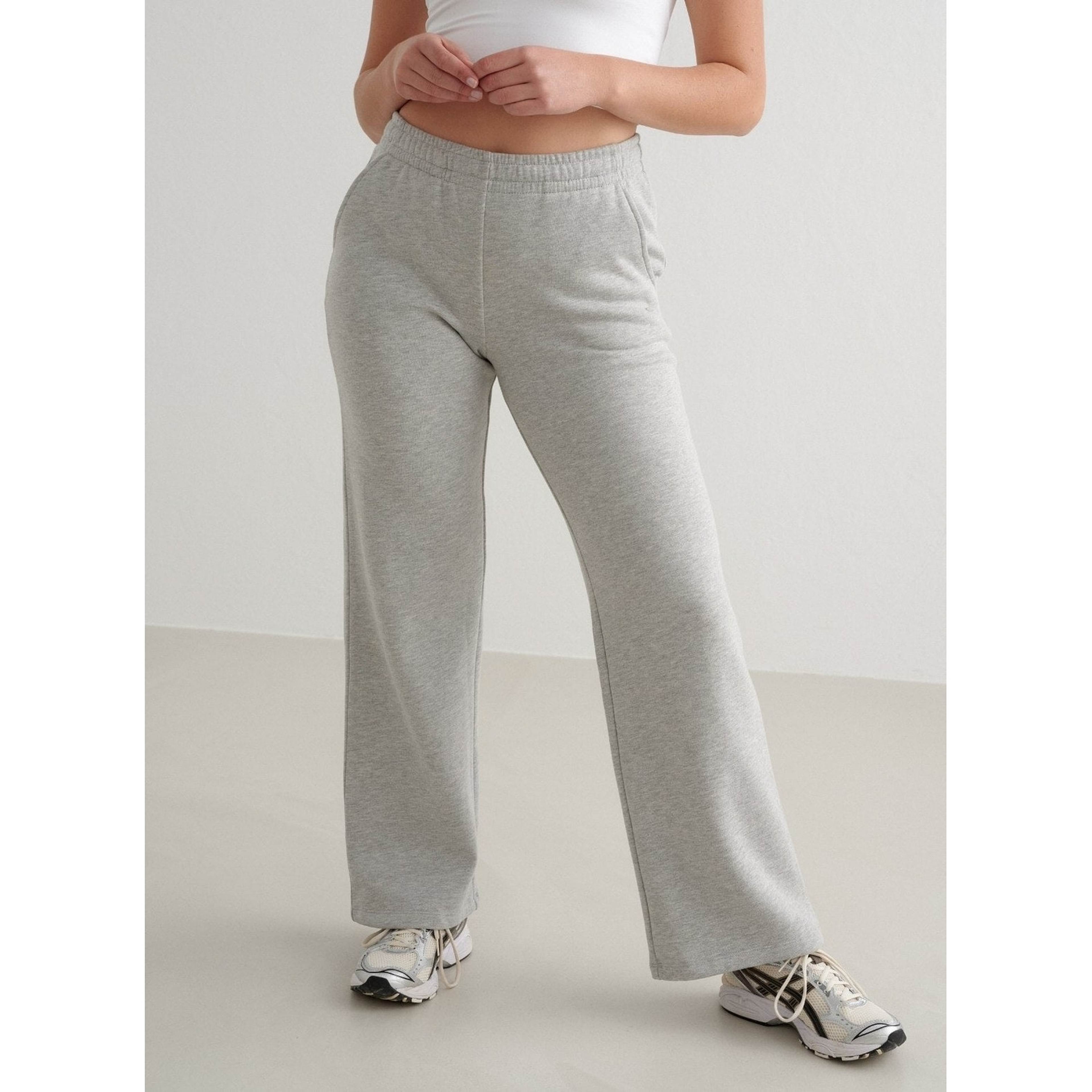 Grey Melange Wide Sweatpants