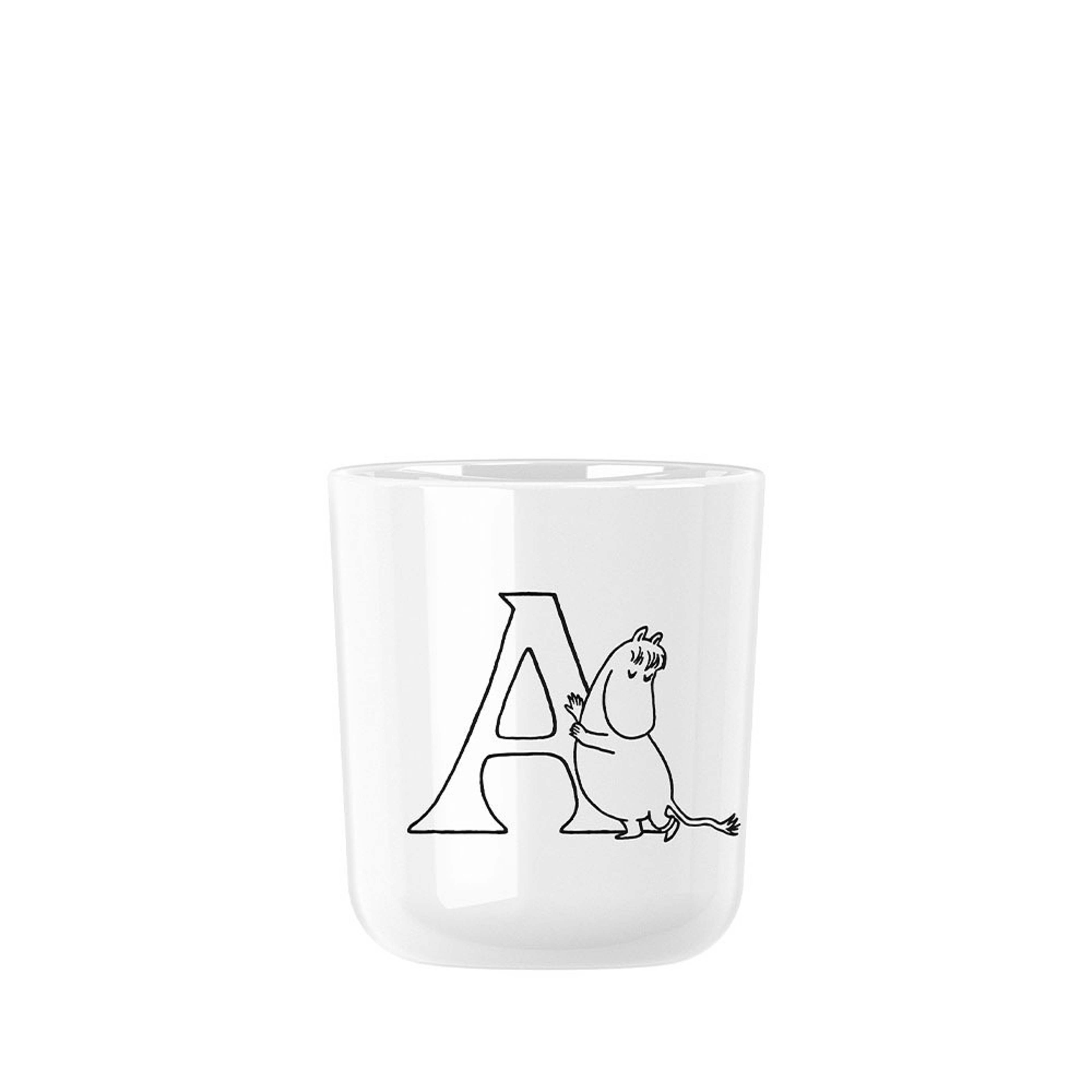 Mumin ABC kopp A 0.2 l.-  Mumin white, från Rig-tig, i färgen Moomin White. Klicka för att öppna bilden i stort format