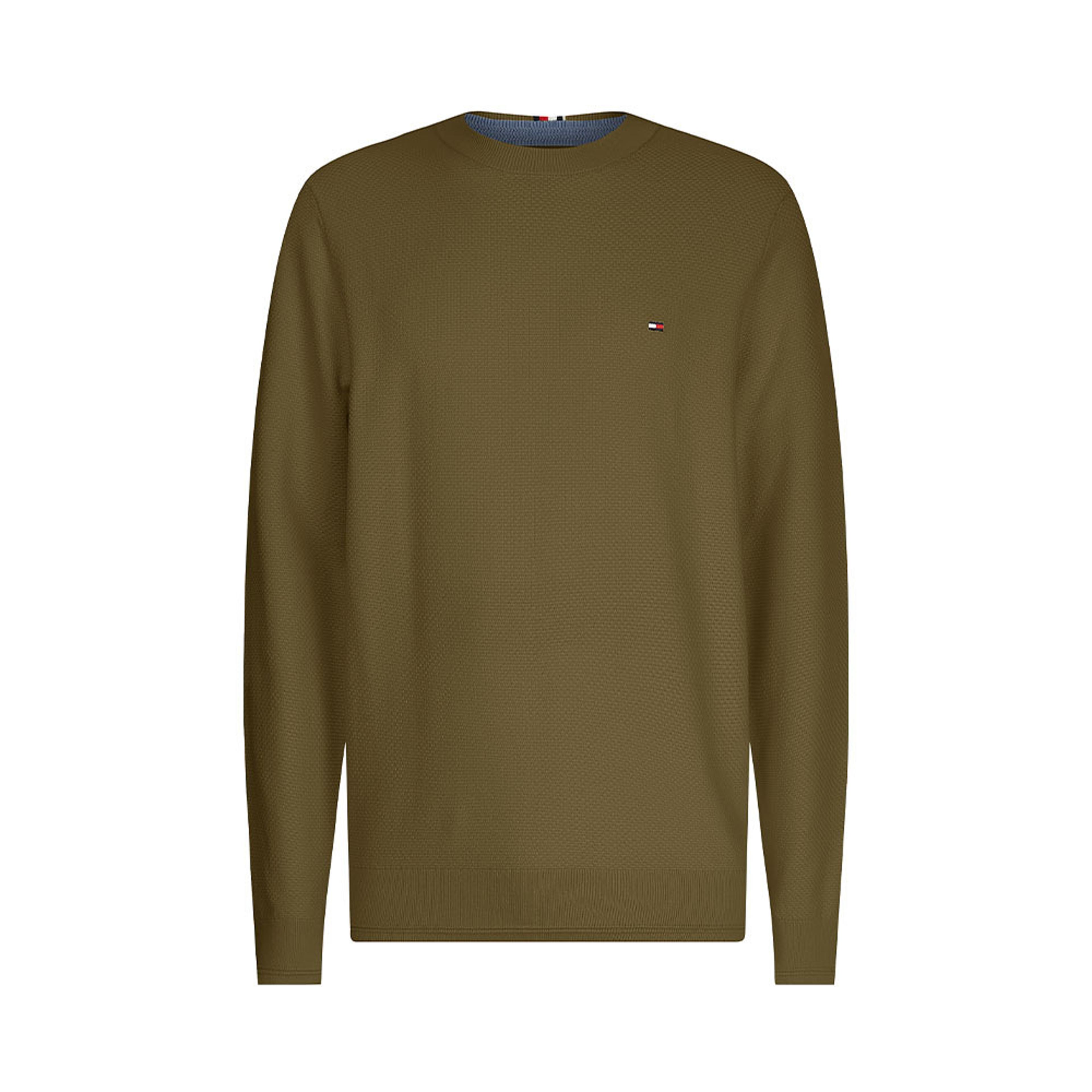 Basket Weave Structure Crew Neck Pullover, från Tommy Hilfiger, i färgen Faded Military. Klicka för att öppna bilden i stort format