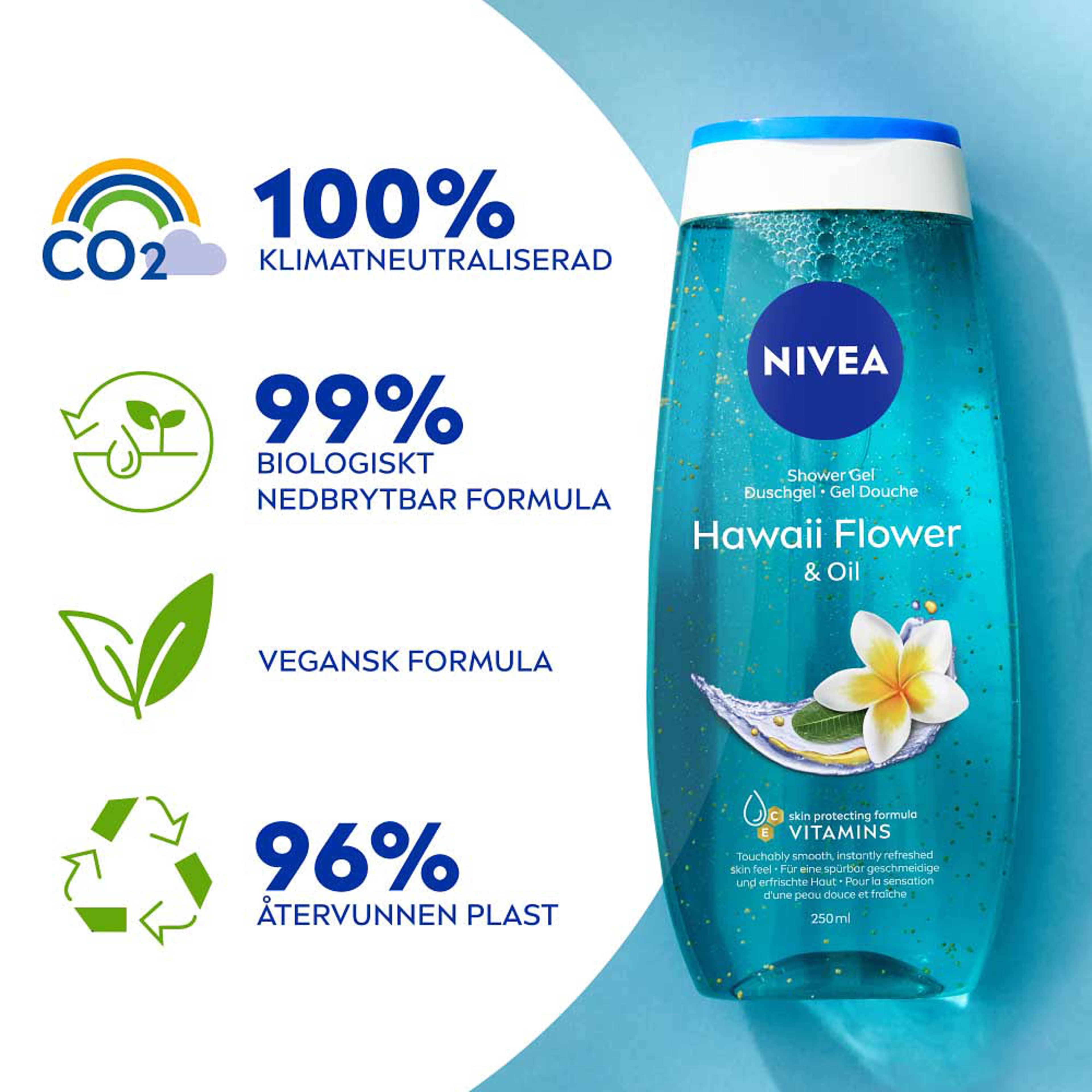 Duschgel Hawaii Flower & Oil, från NIVEA. Klicka för att öppna bilden i stort format