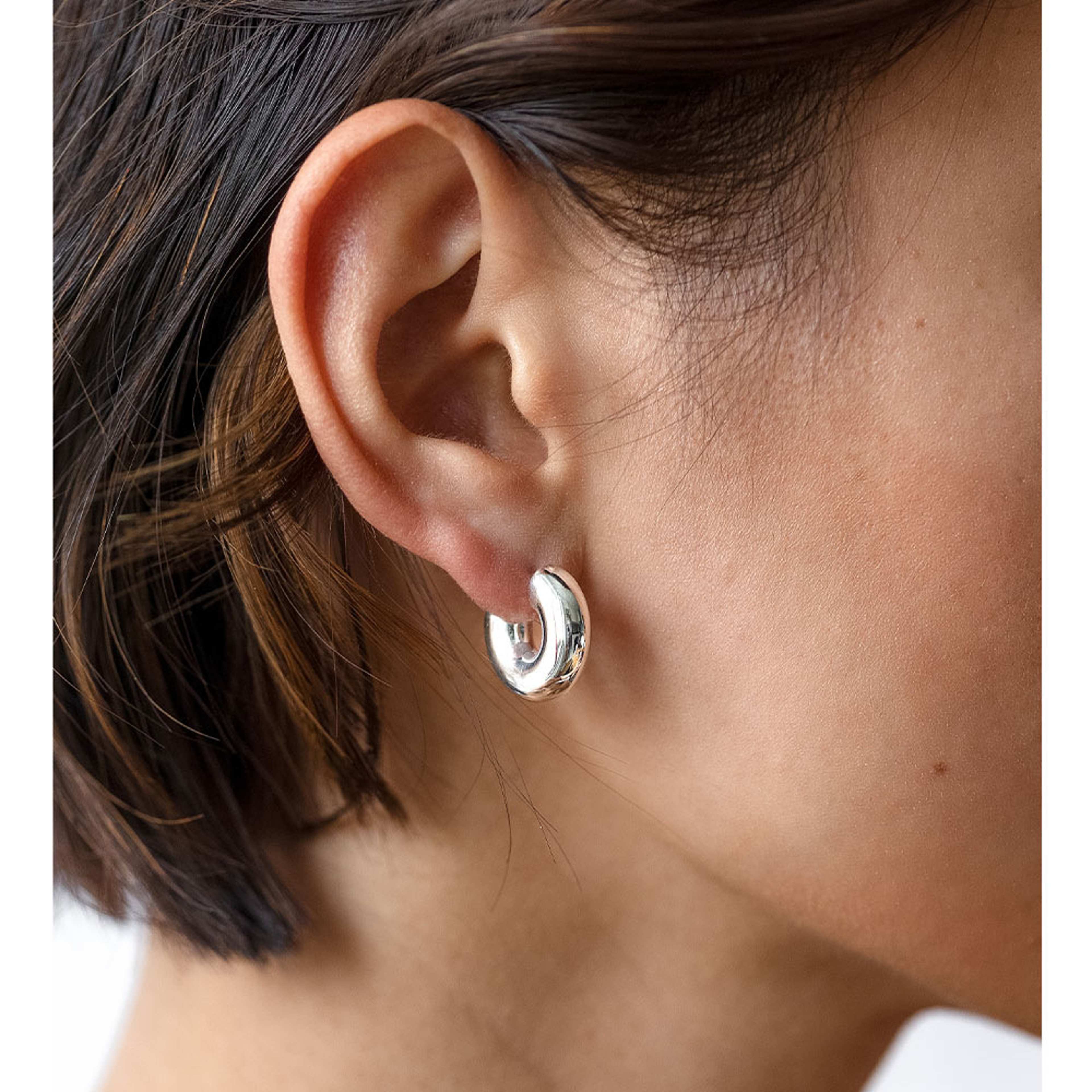 Bolded Little Sis Hoops Silver