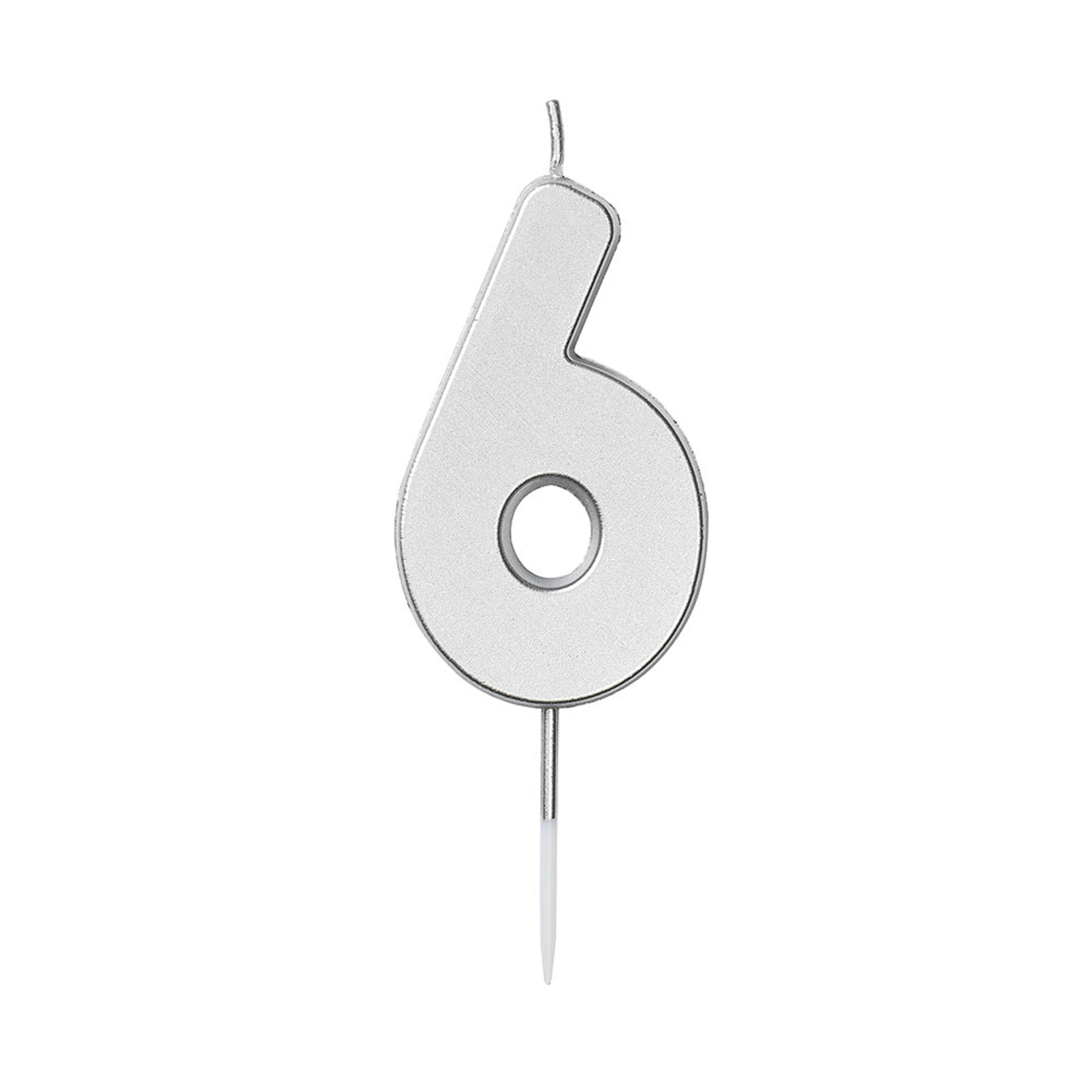 Nummerljus  6, silver