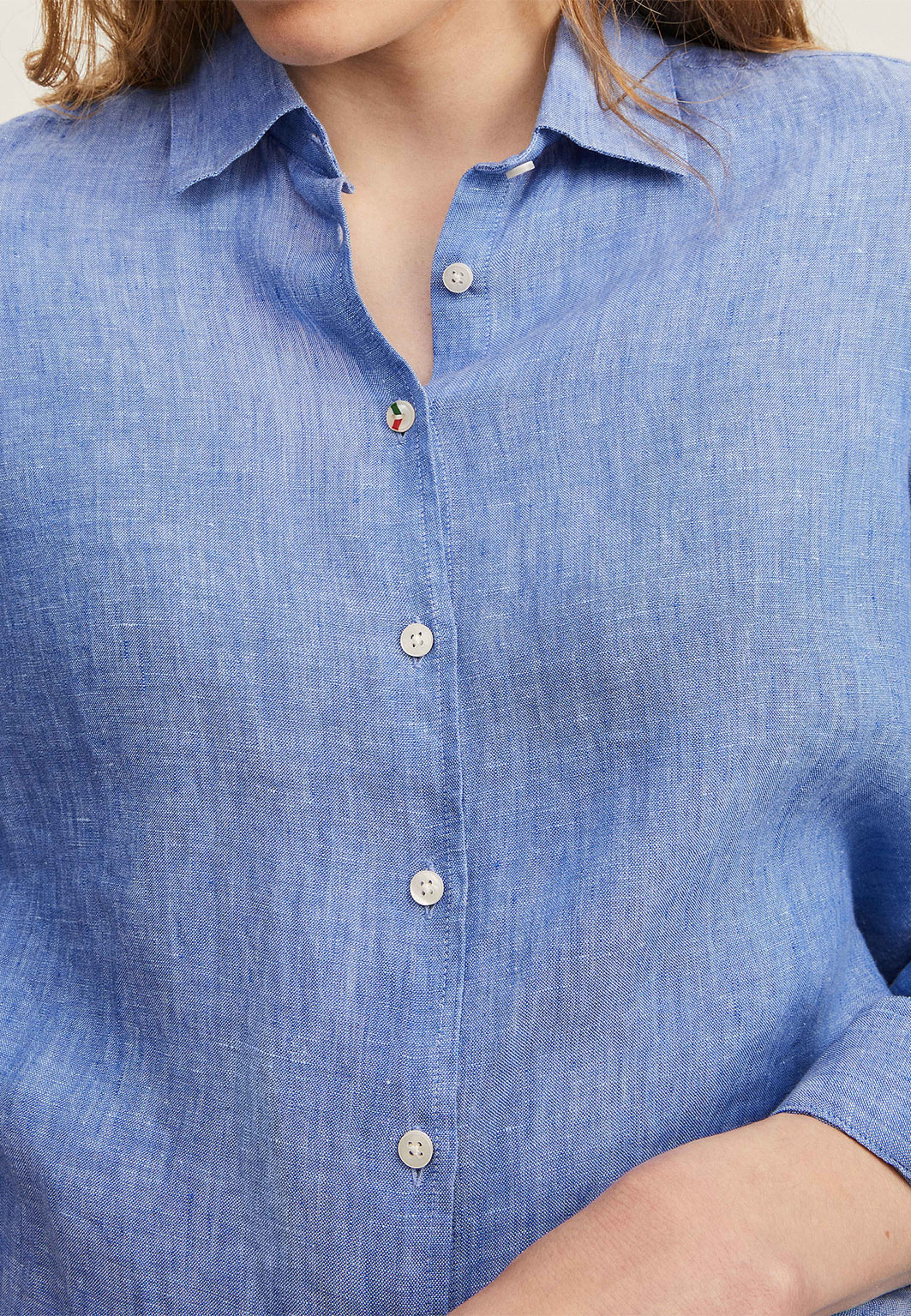 Linö Linneskjorta, från Boomerang, i färgen Blue Nile. Klicka för att öppna bilden i stort format