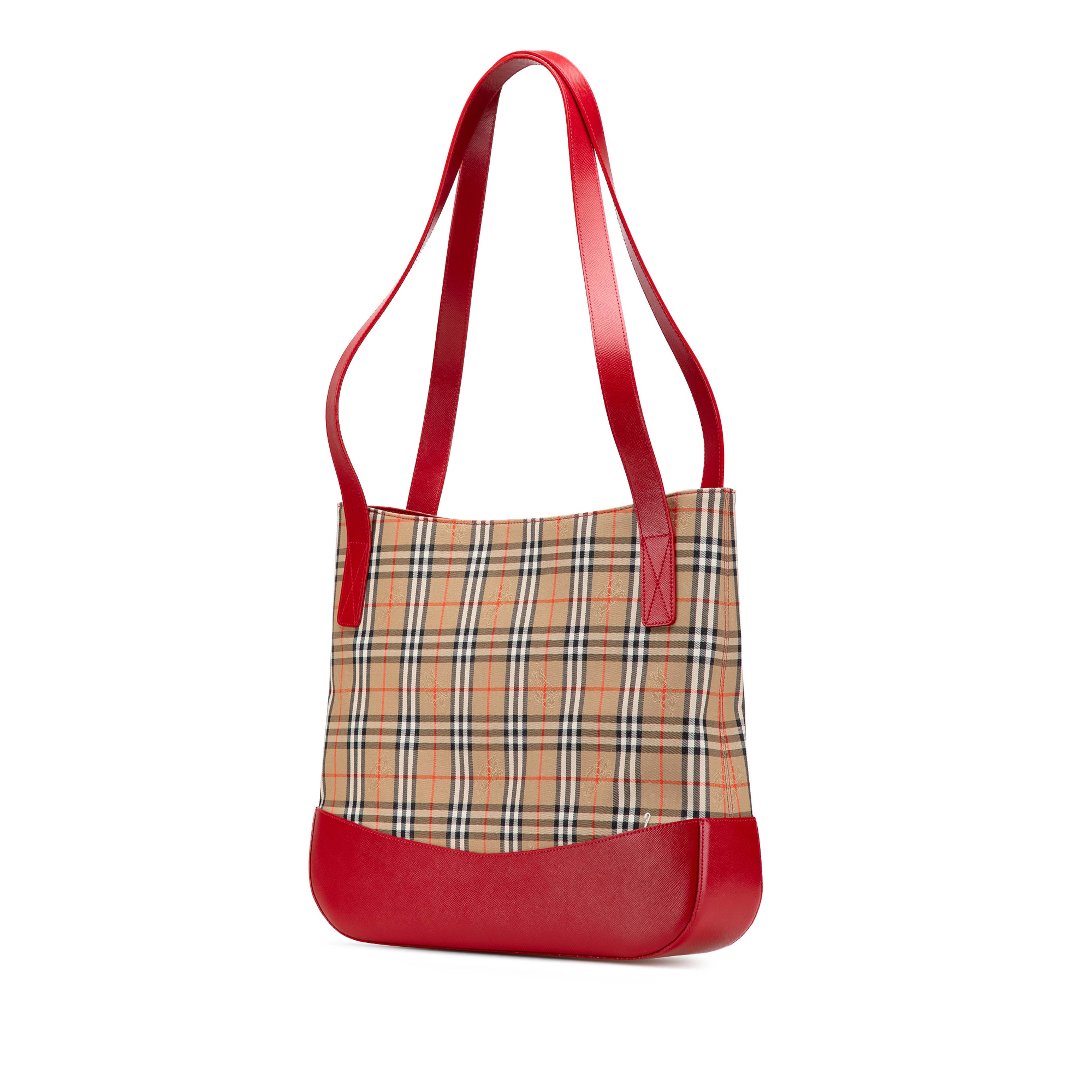 Burberry Haymarket Check Canvas Tote, från Luxclusif, i färgen beige.