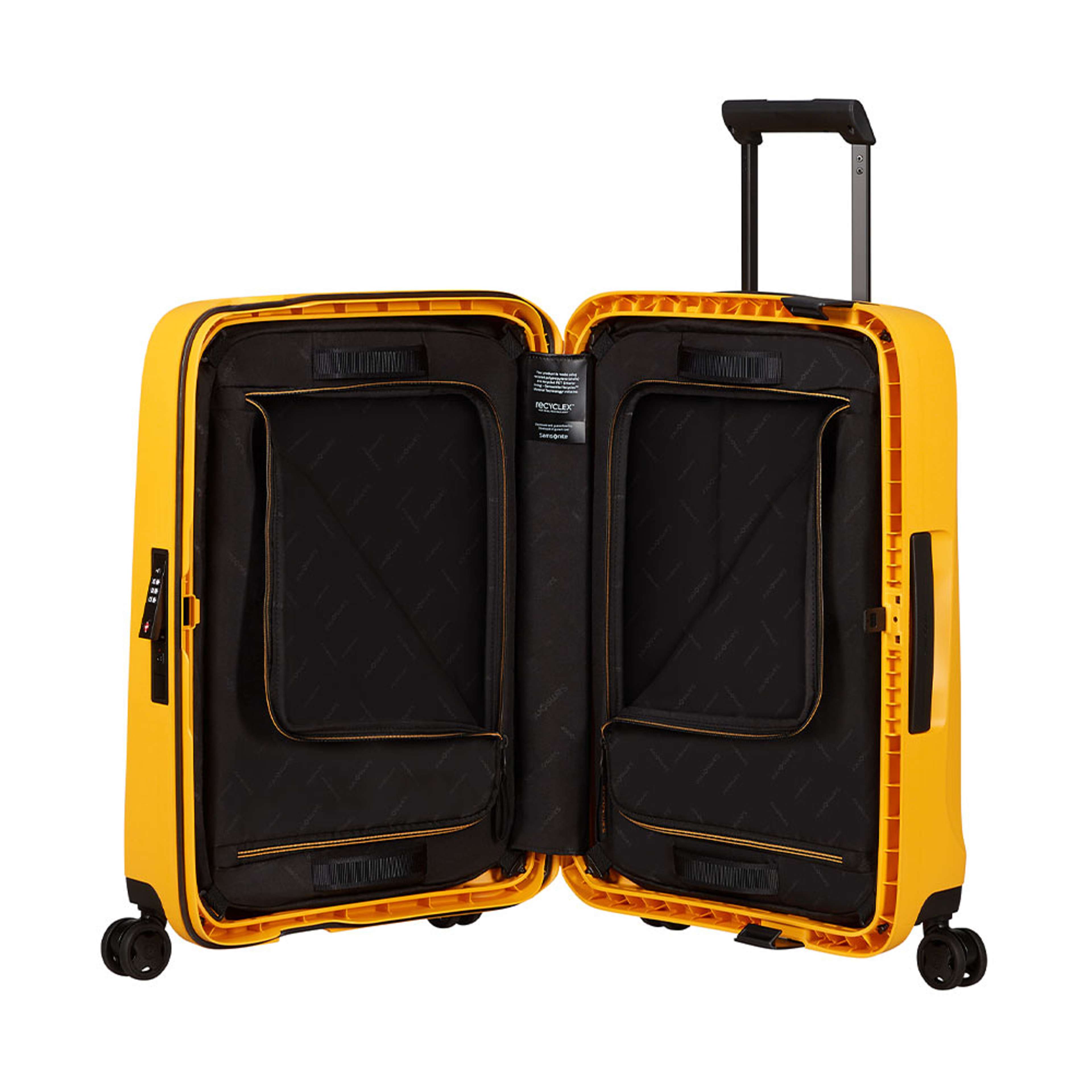Essens Kabinväska med 4 hjul 55 cm, från Samsonite, i färgen Radiant Yellow. Klicka för att öppna bilden i stort format