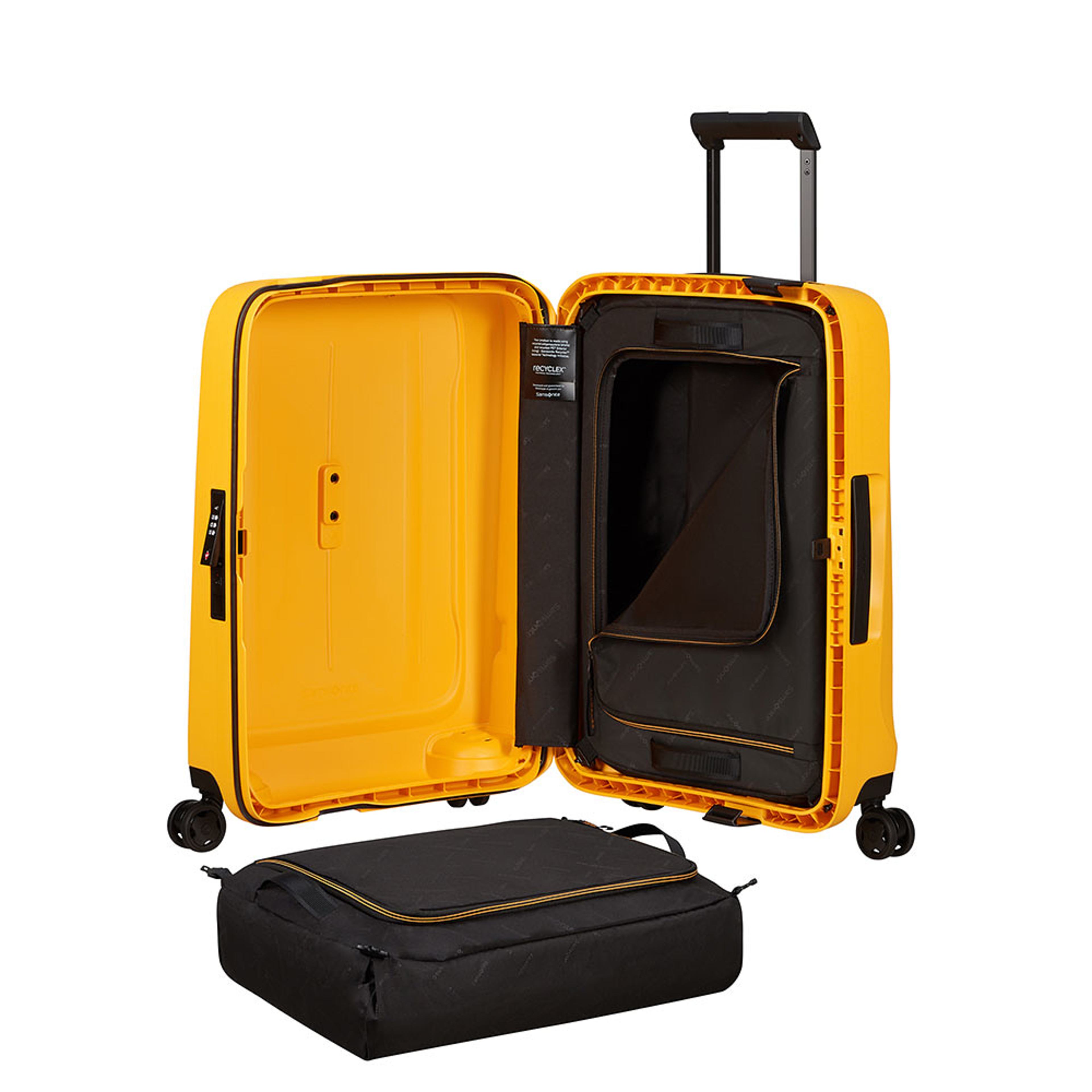 Essens Kabinväska med 4 hjul 55 cm, från Samsonite, i färgen Radiant Yellow. Klicka för att öppna bilden i stort format