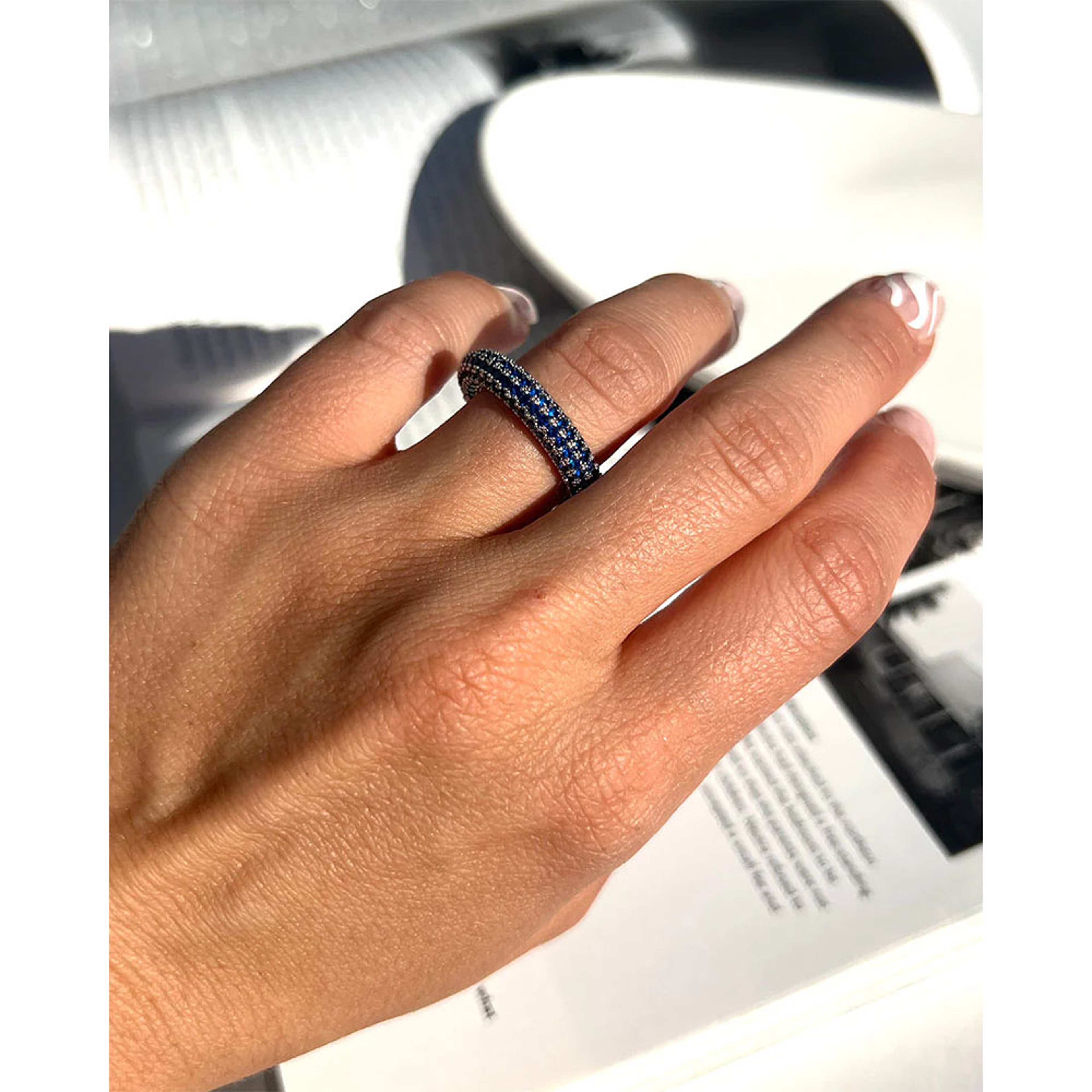 Pave Amalfi Ring - Blue Sapphire - Silver