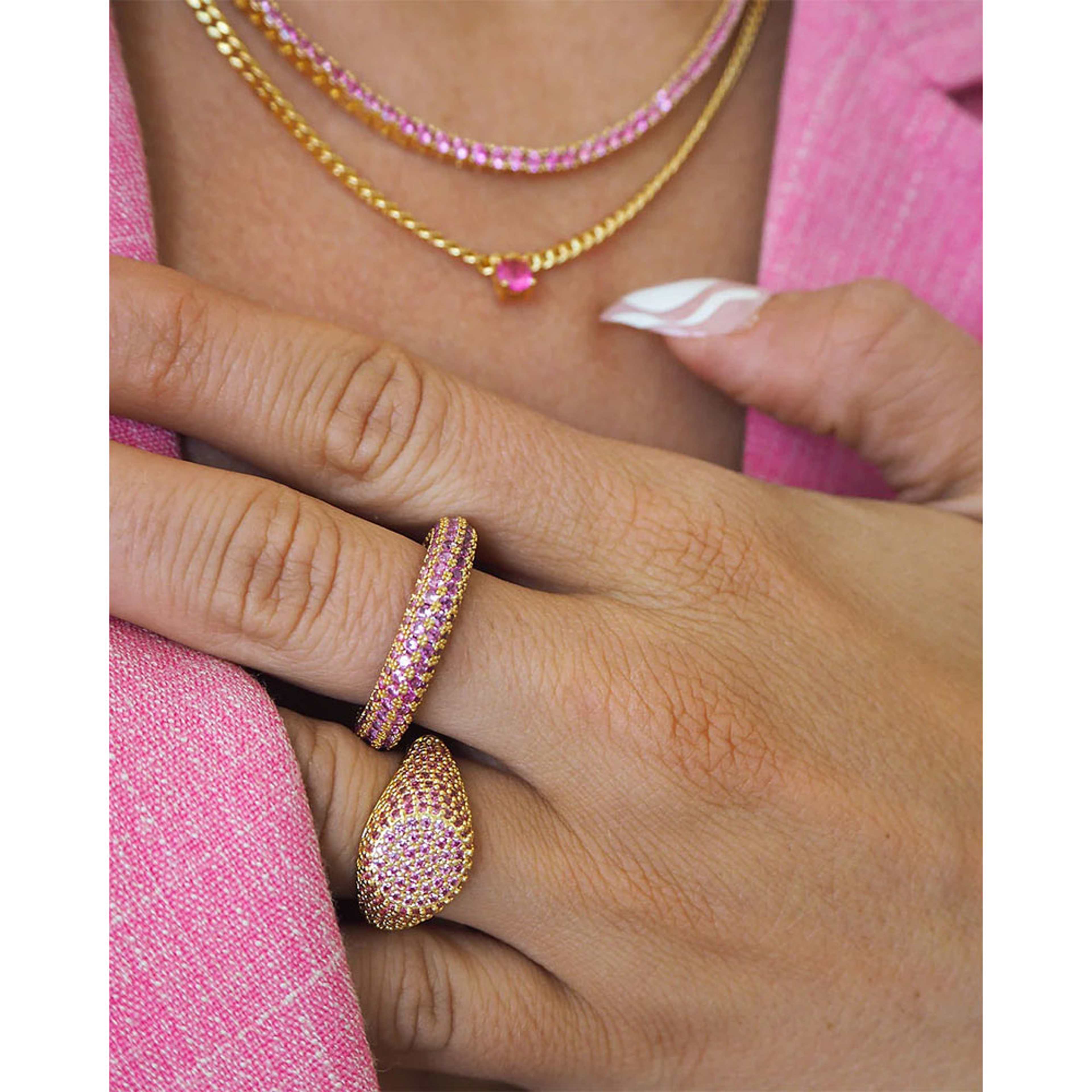 Pave Amalfi Ring - Pink - Gold