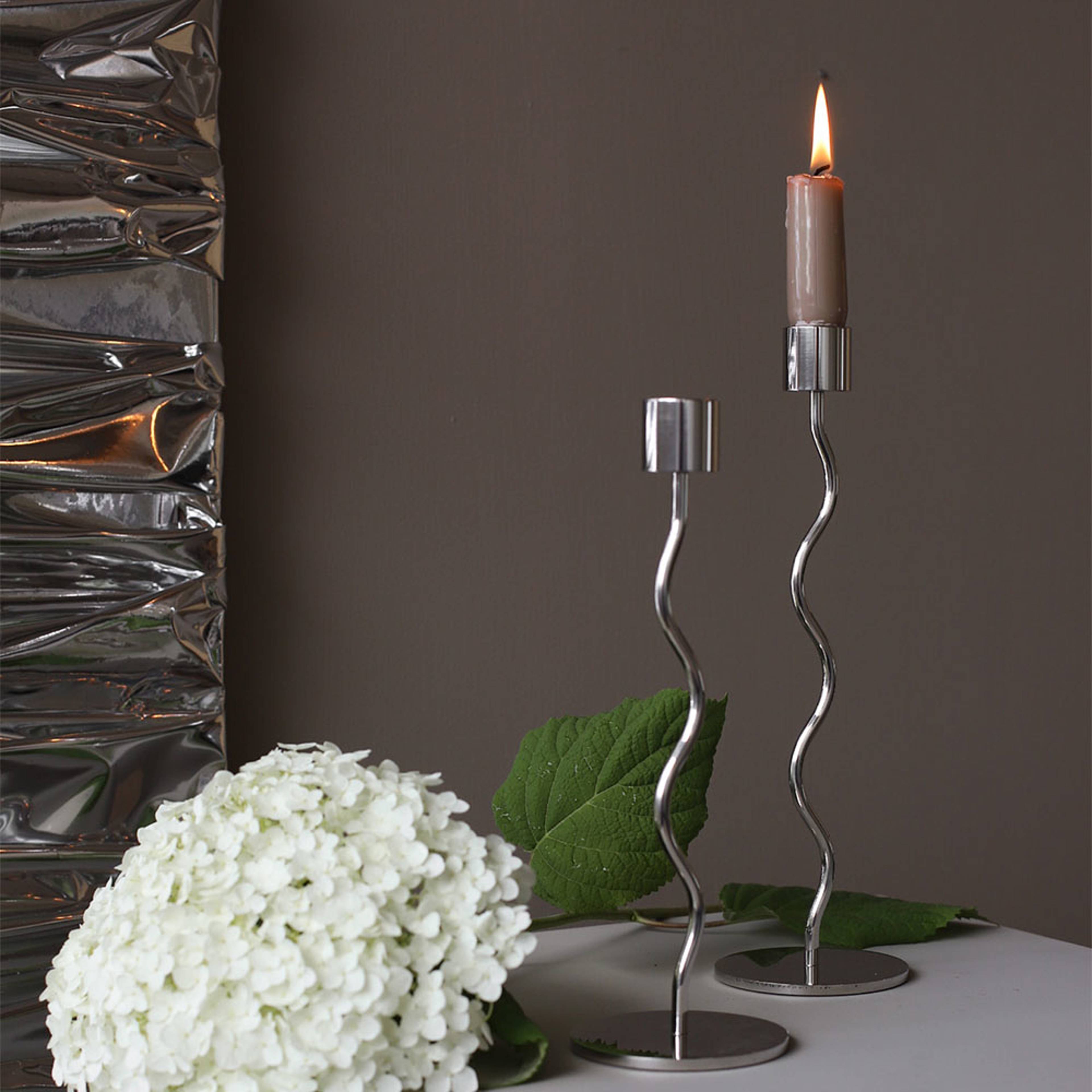 Curved Candleholder 23cm Stainless Steel