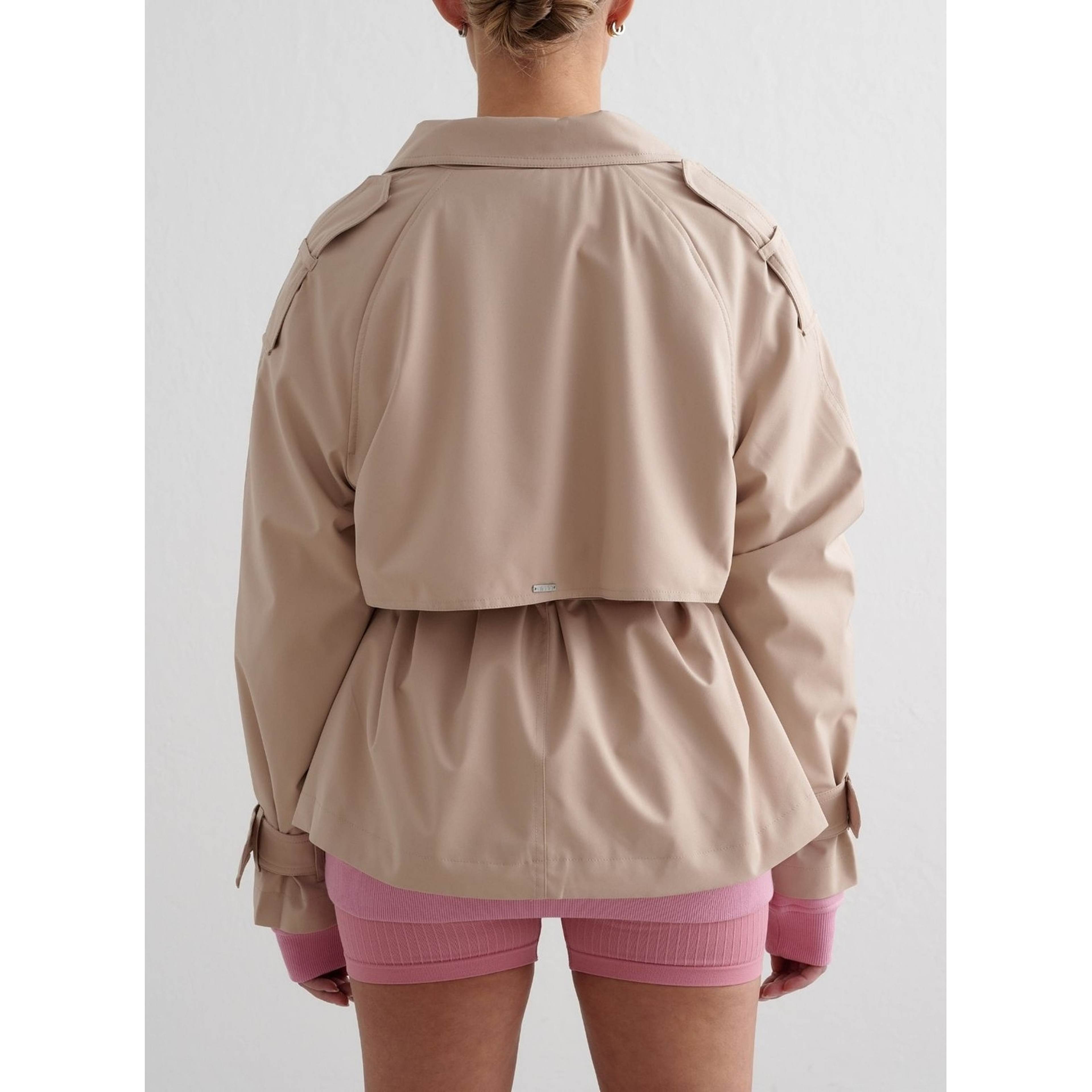 Beige Recycled Tech Trench Jacket