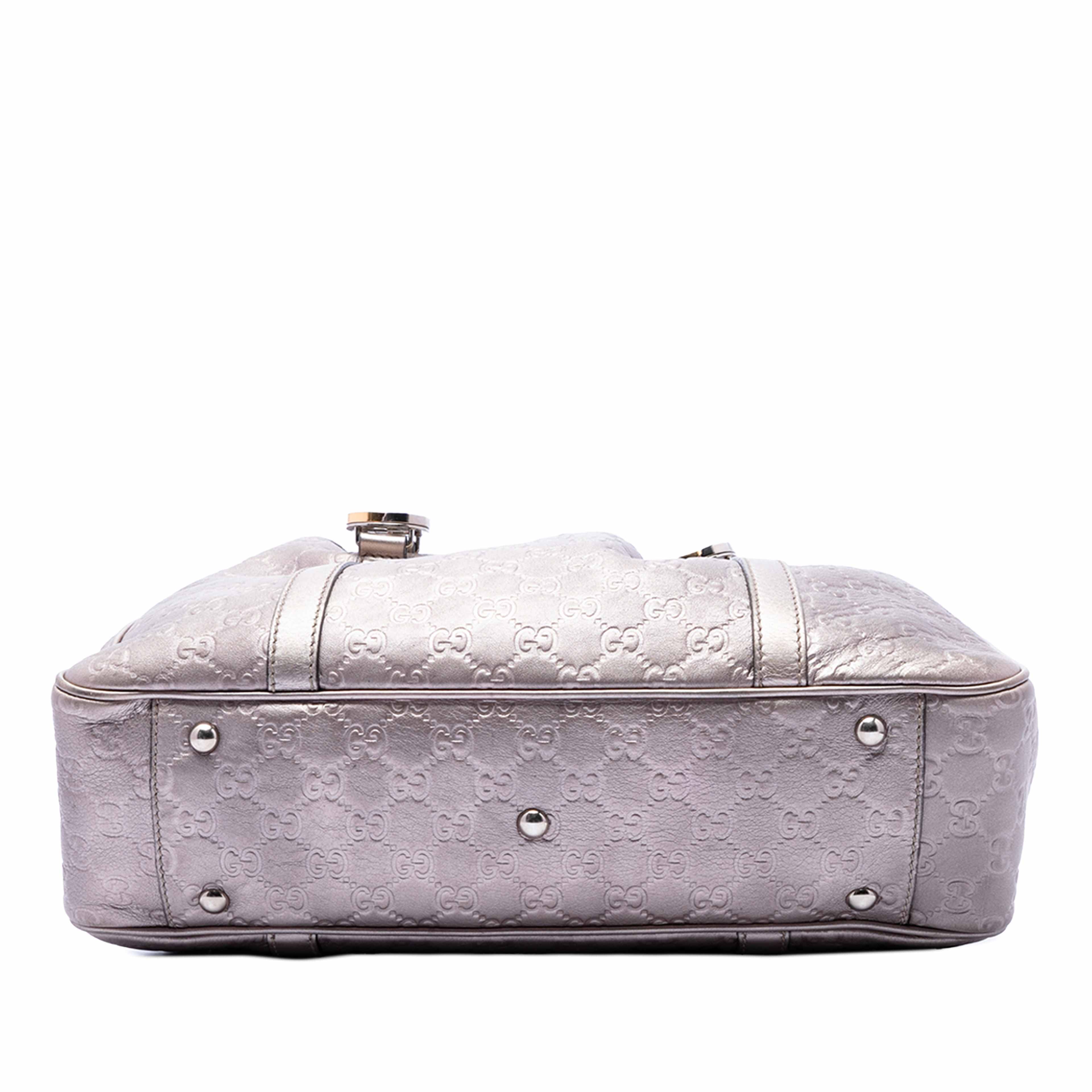 Gucci Metallic Guccissima Twins Tote, från Luxclusif, i färgen purpur. Klicka för att öppna bilden i stort format