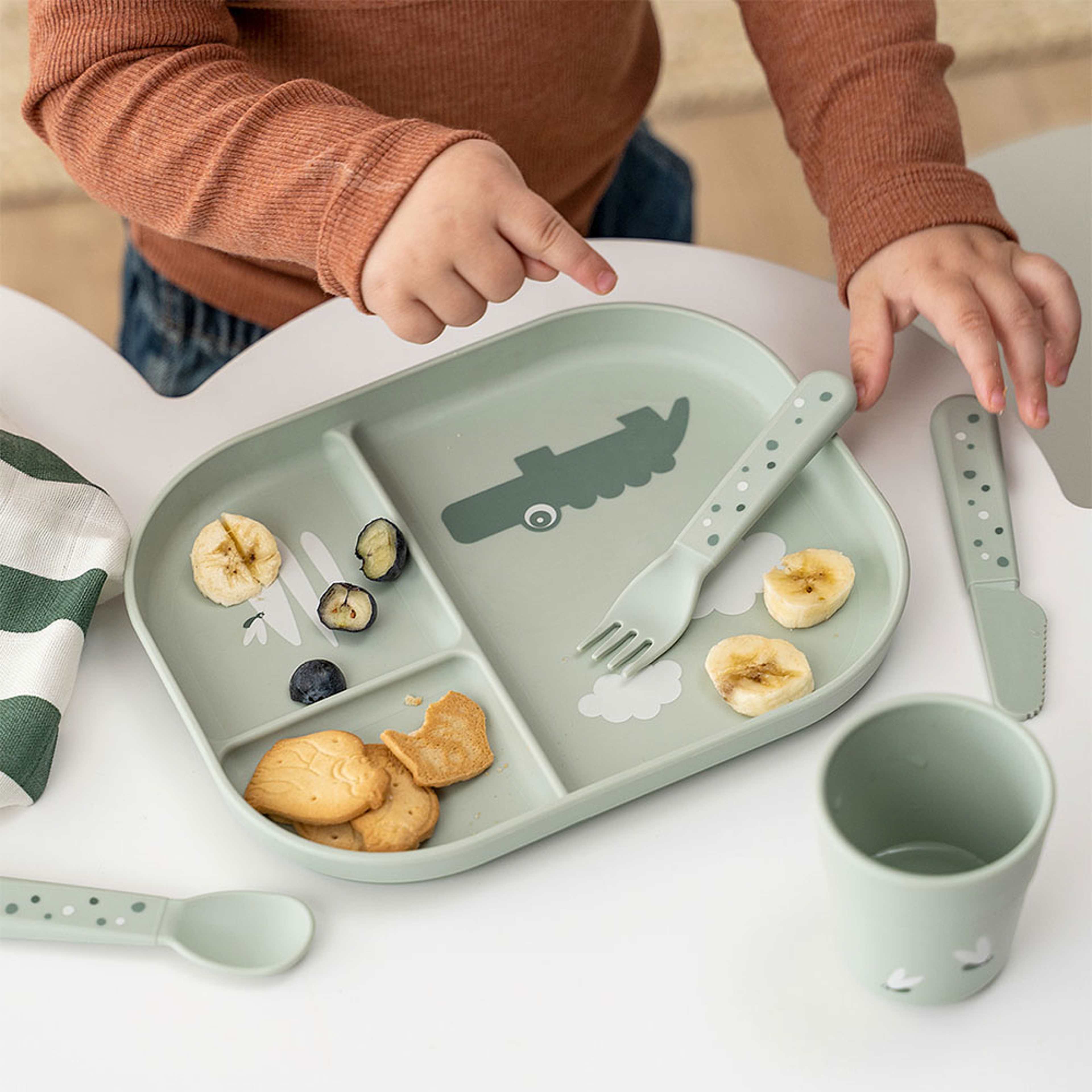 Foodie compartment plate Croco Green