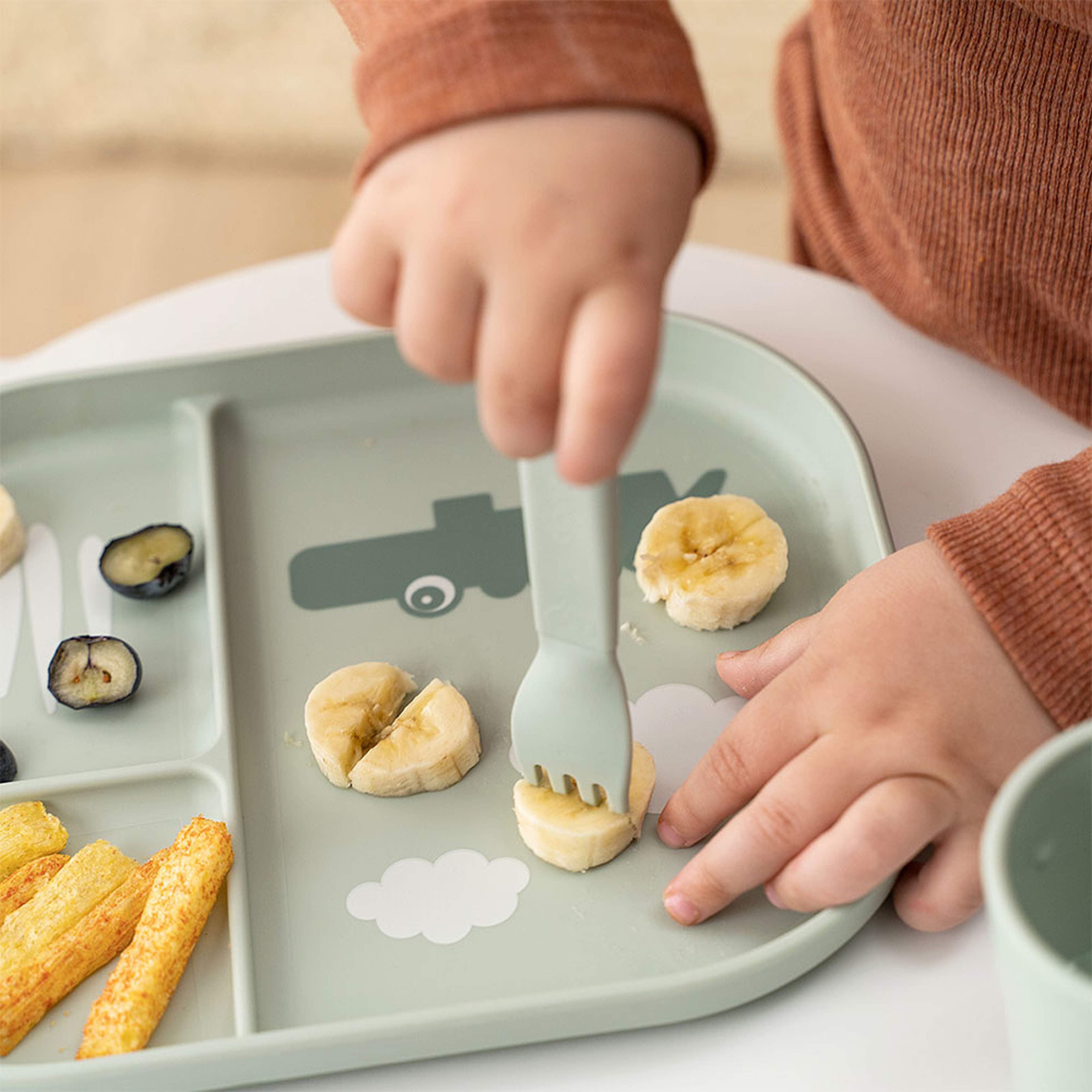 Foodie cutlery set Happy dots Green