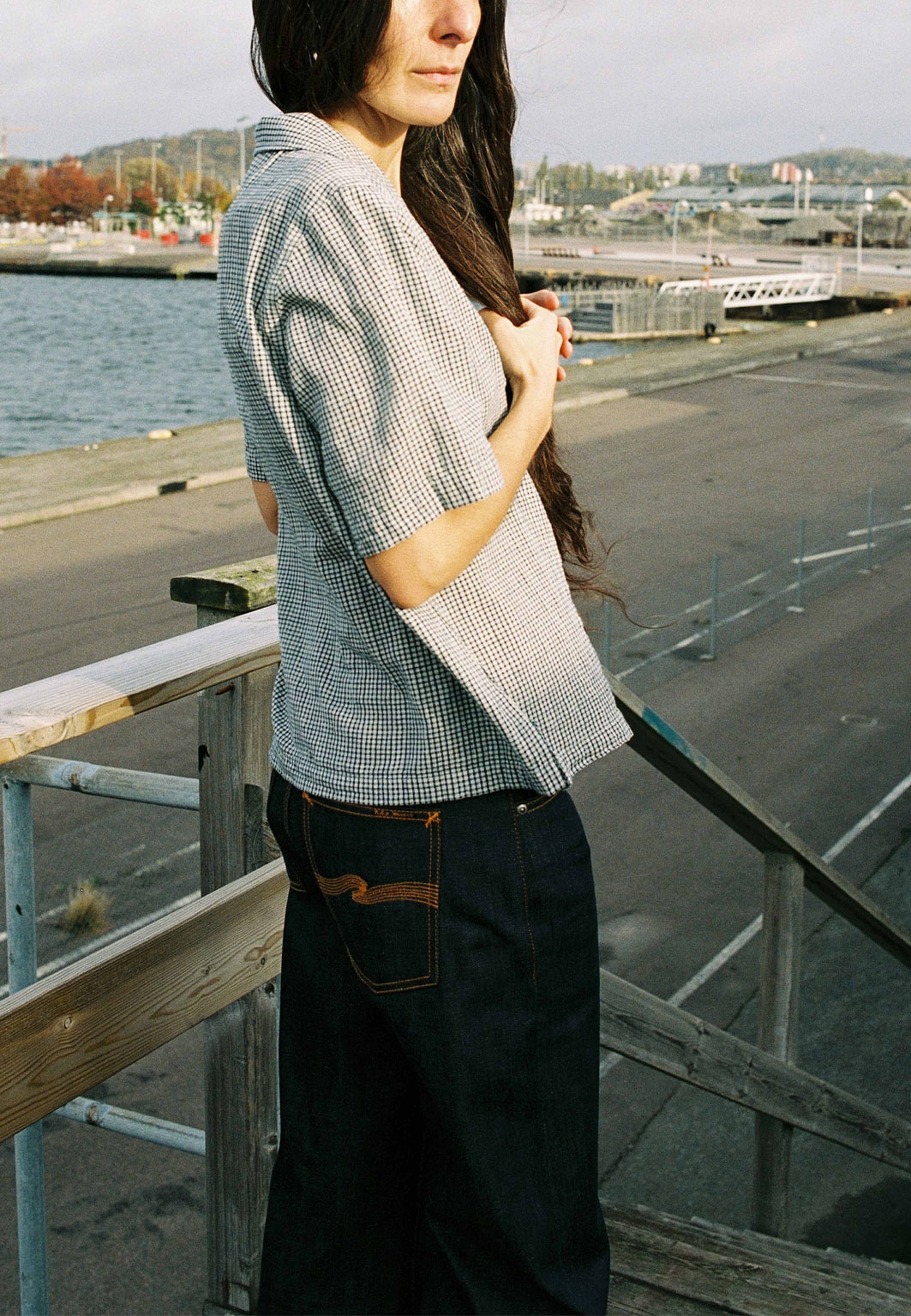 Moa Tie Check Indigo Blouse
