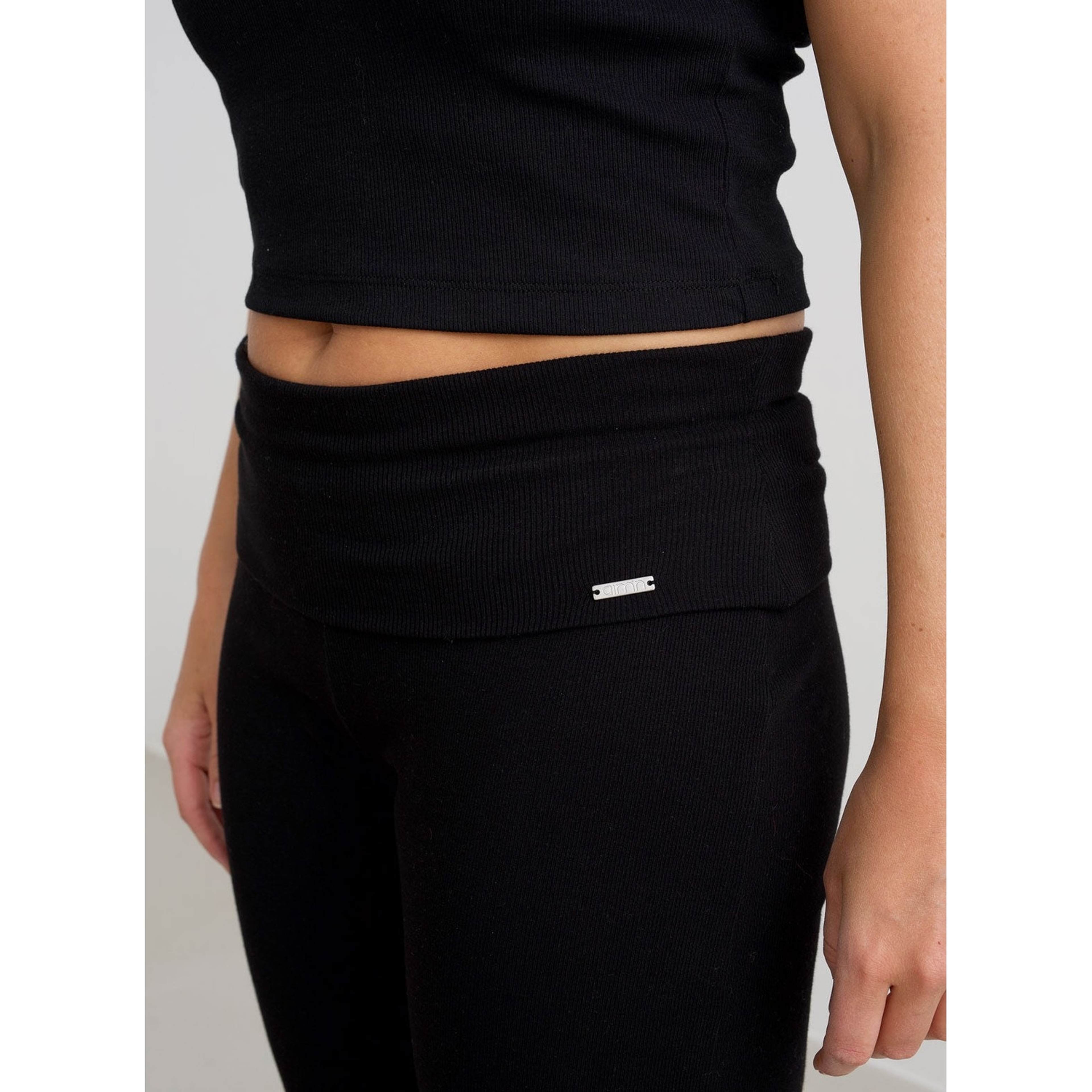 Black Ease Ribbed Petite Pants