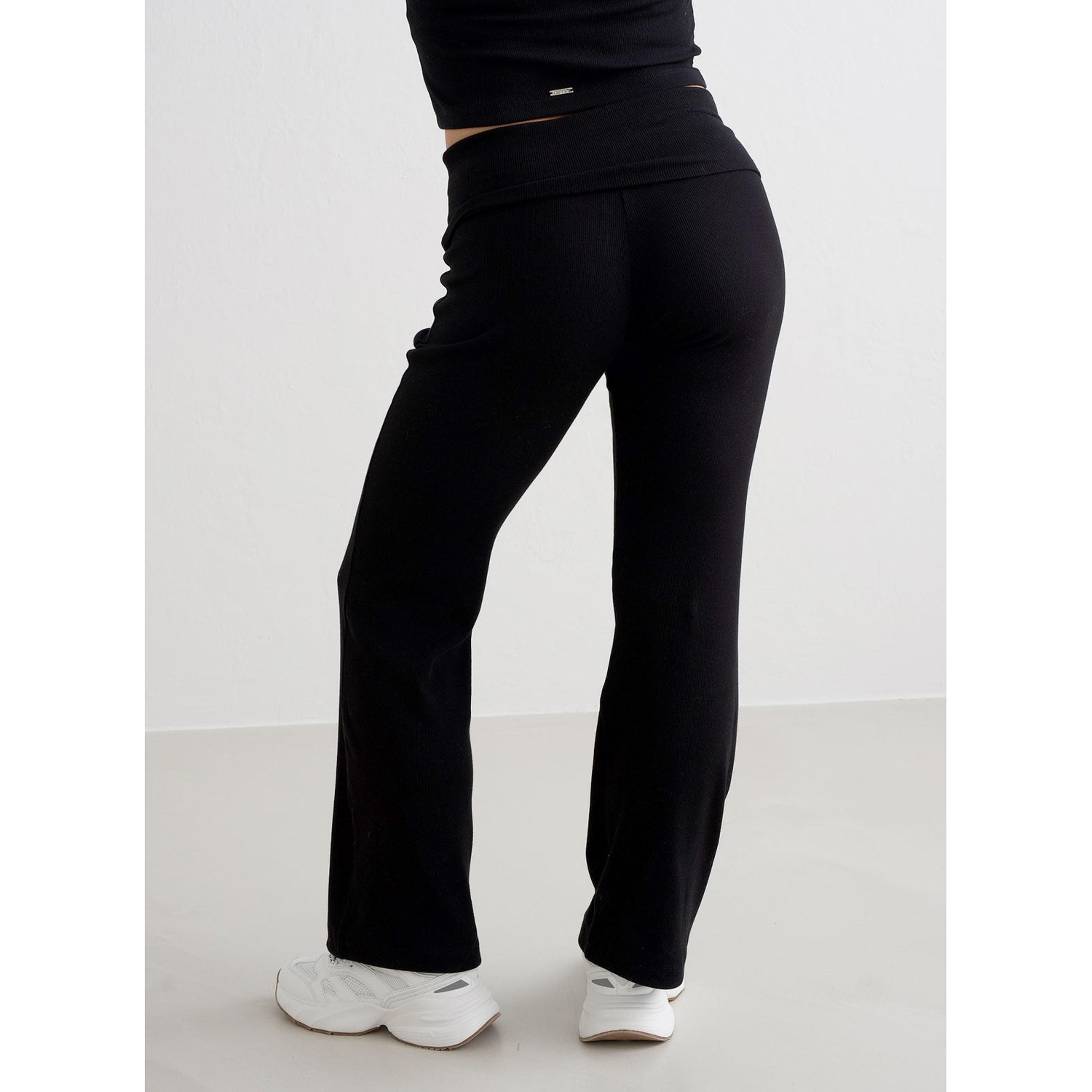 Black Ease Ribbed Petite Pants