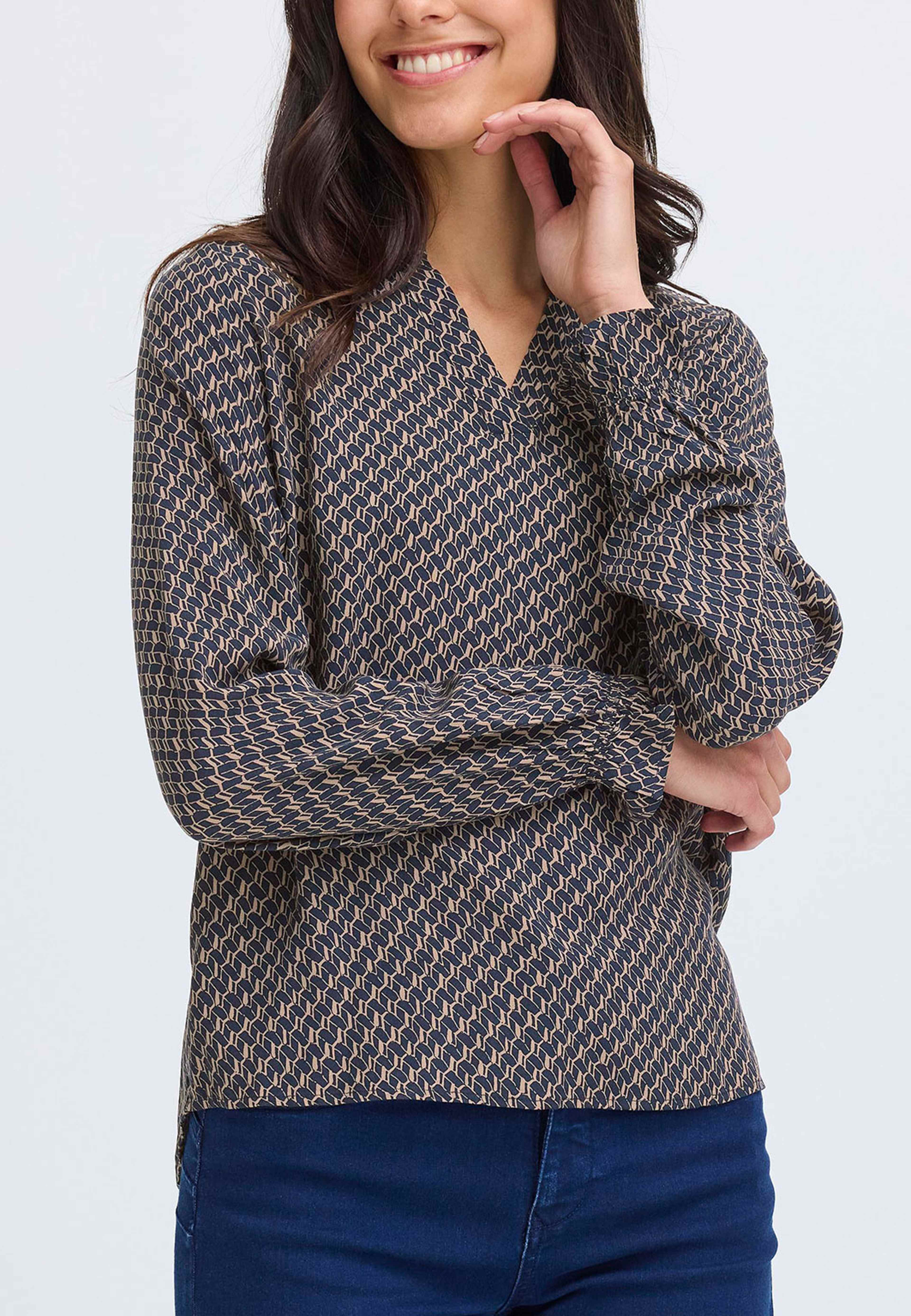 Frflowy Blouse, från Fransa, i färgen Desert Taupe Art.