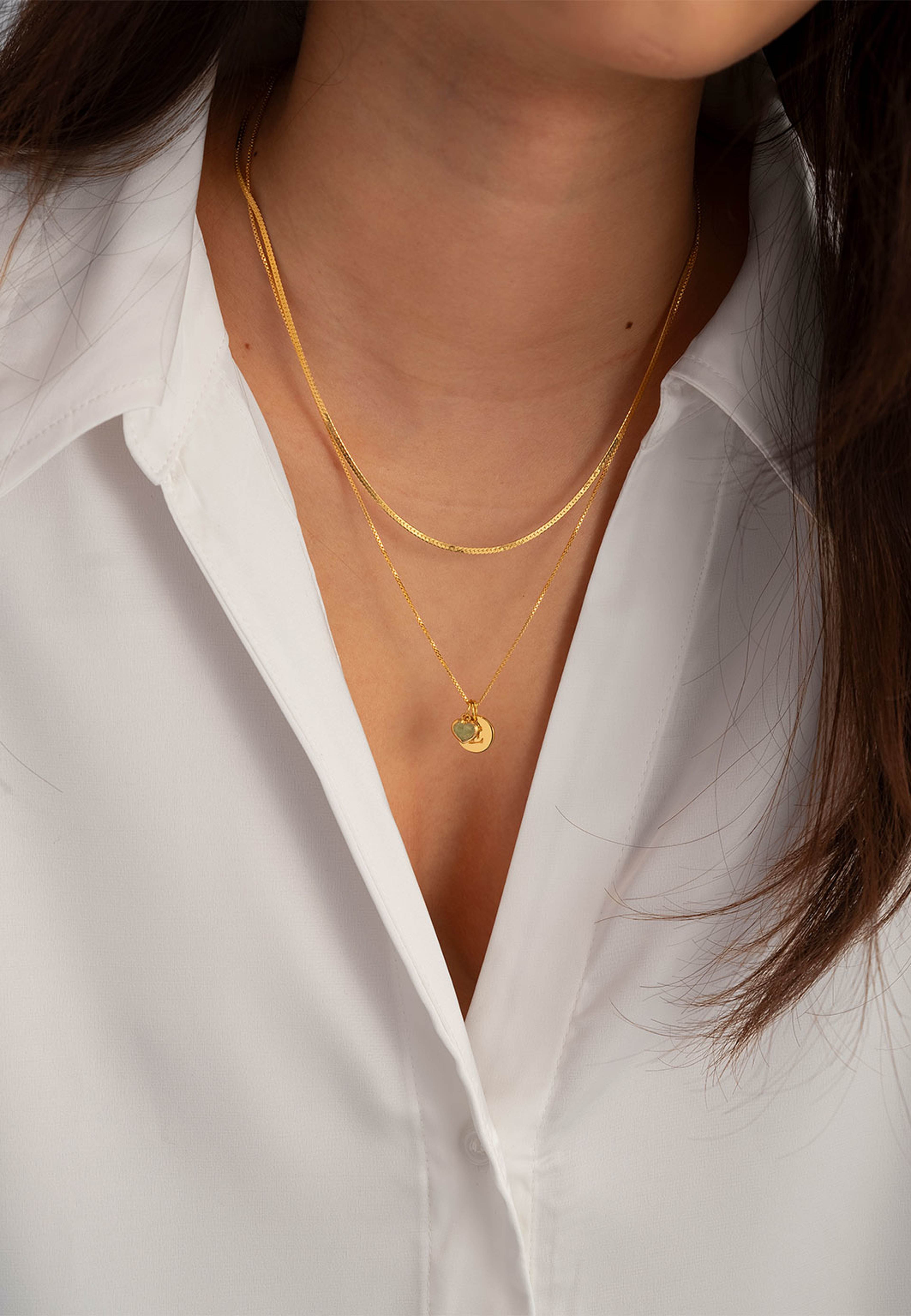 Beloved Heart Pendant Gold Green Aventurin