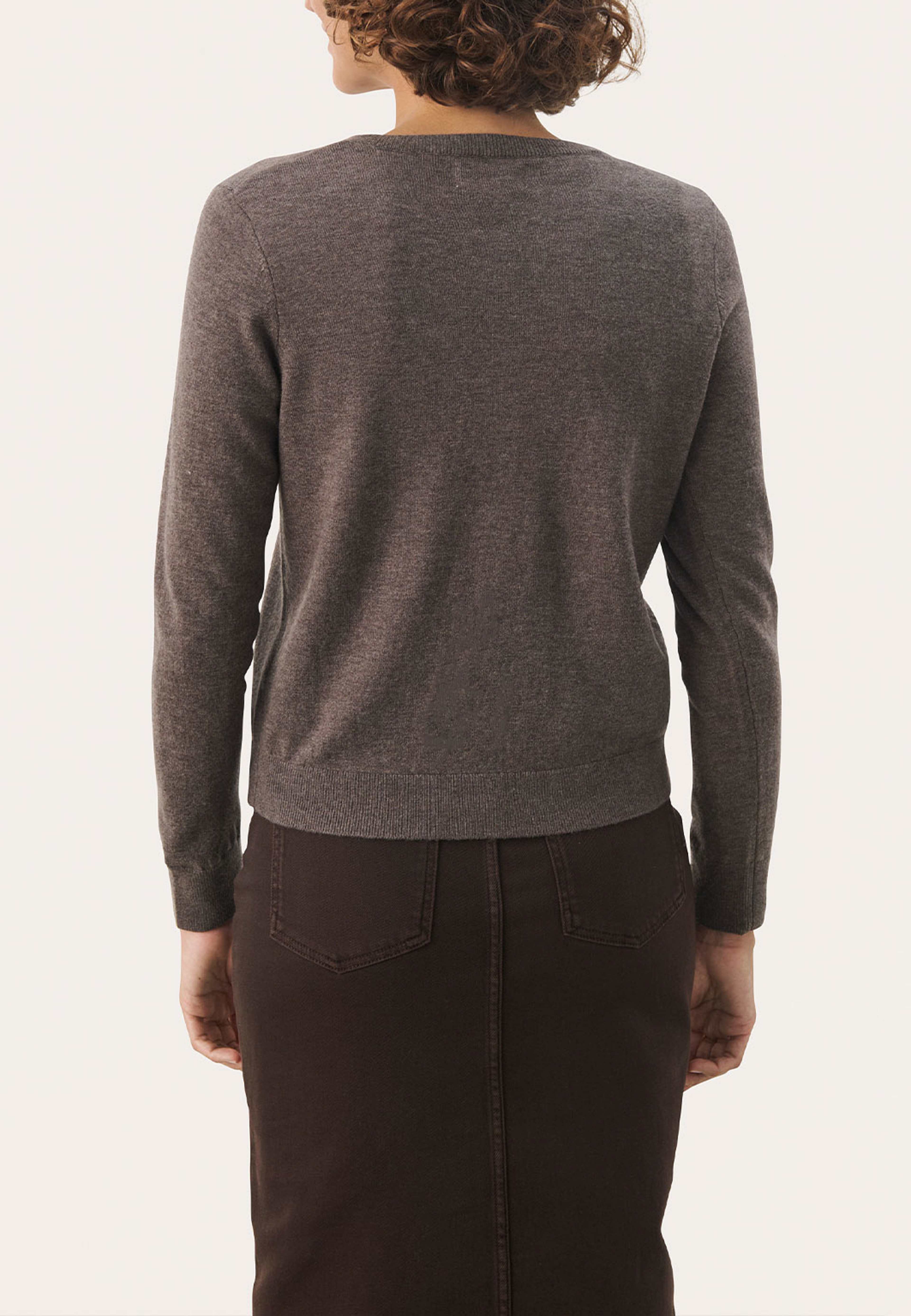 EllahPW Cardigan, från Part Two, i färgen Dark Mink Melange. Klicka för att öppna bilden i stort format