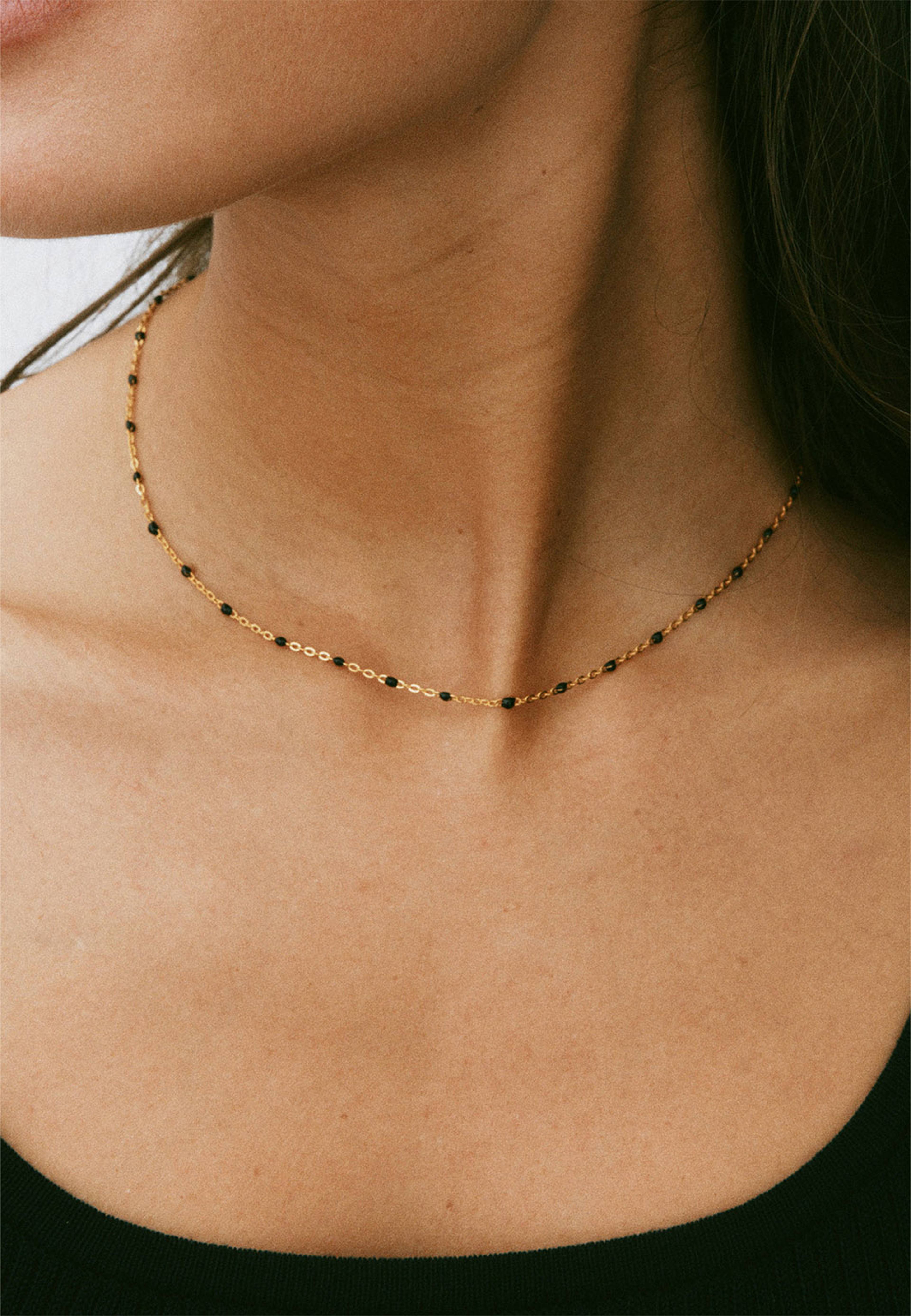 Perlina Chain Necklace Black Gold