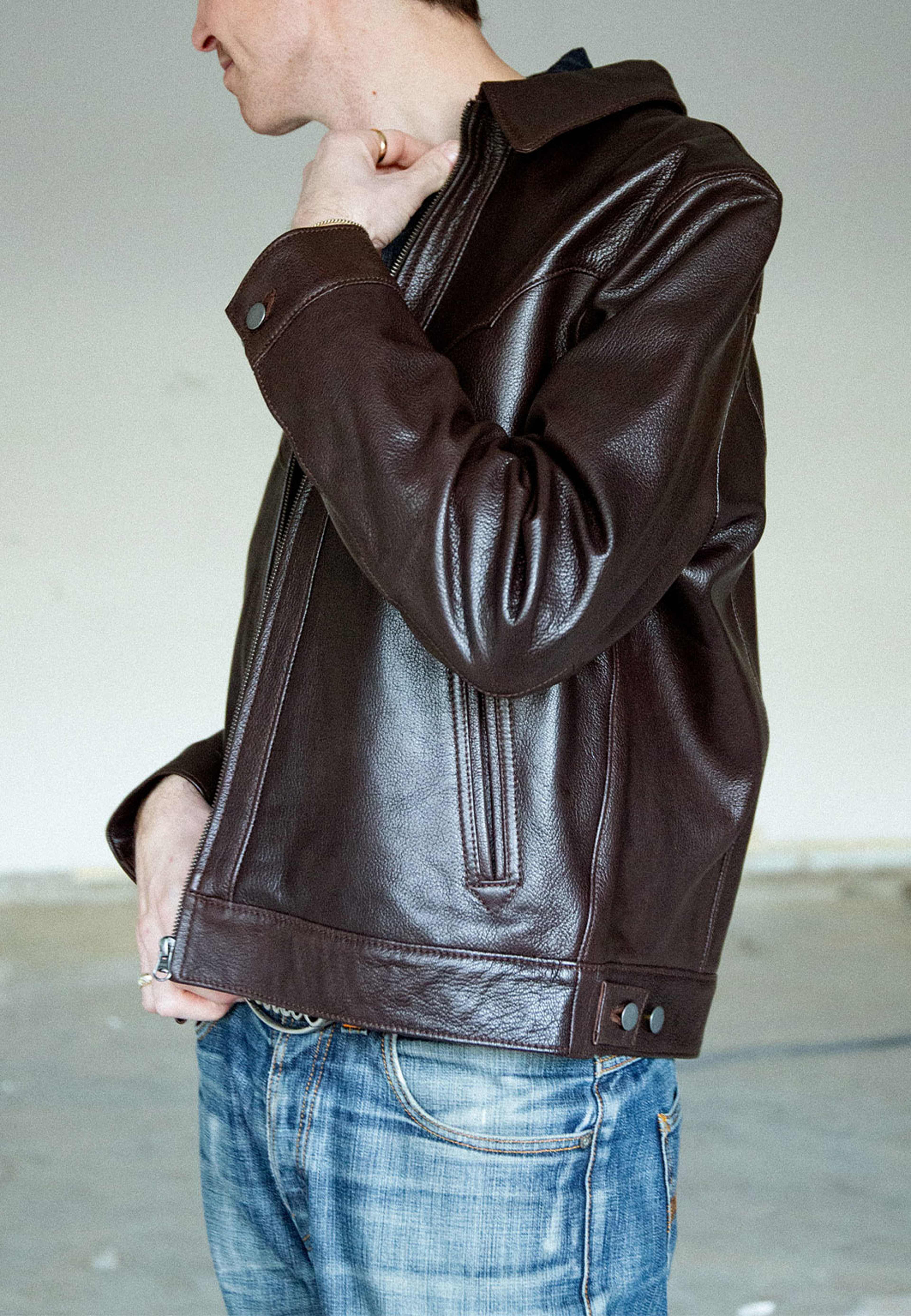 Joppe Western Leather Jacket Brown