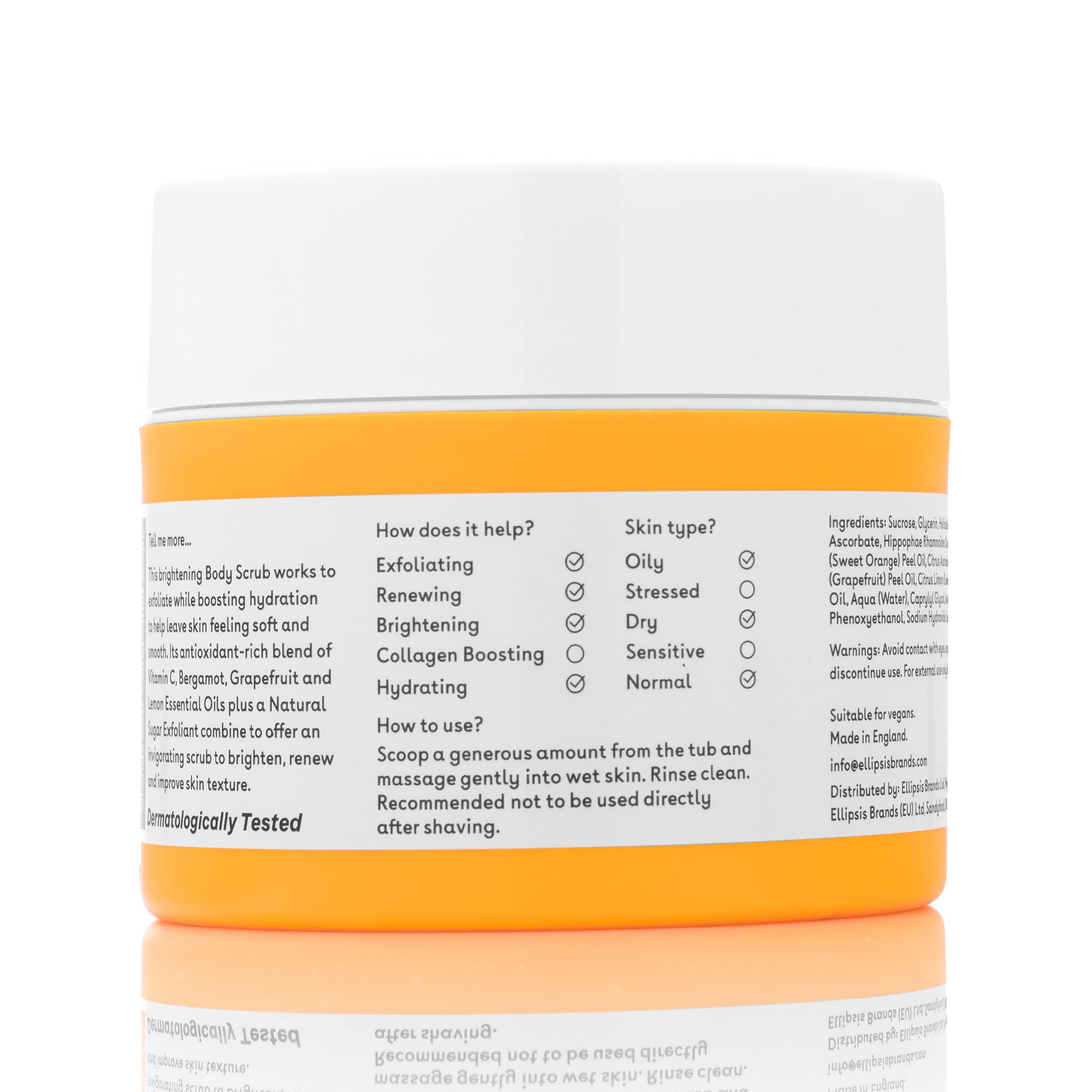Vitamin C Body Scrub, från Q+A. Klicka för att öppna bilden i stort format