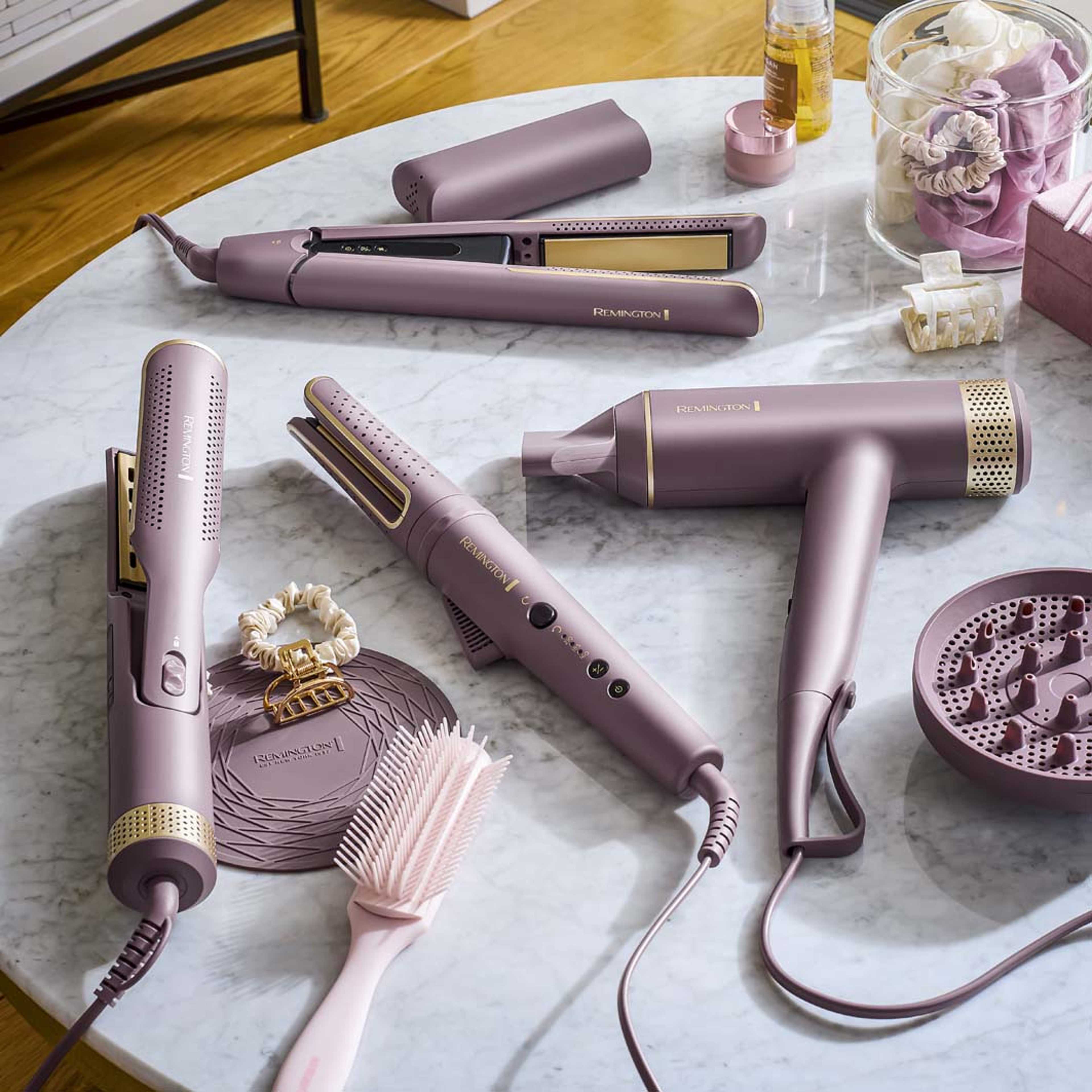 AIRvive Rotating Curling Wand, från Remington, i färgen Mauve (purple) & Gold. Klicka för att öppna bilden i stort format