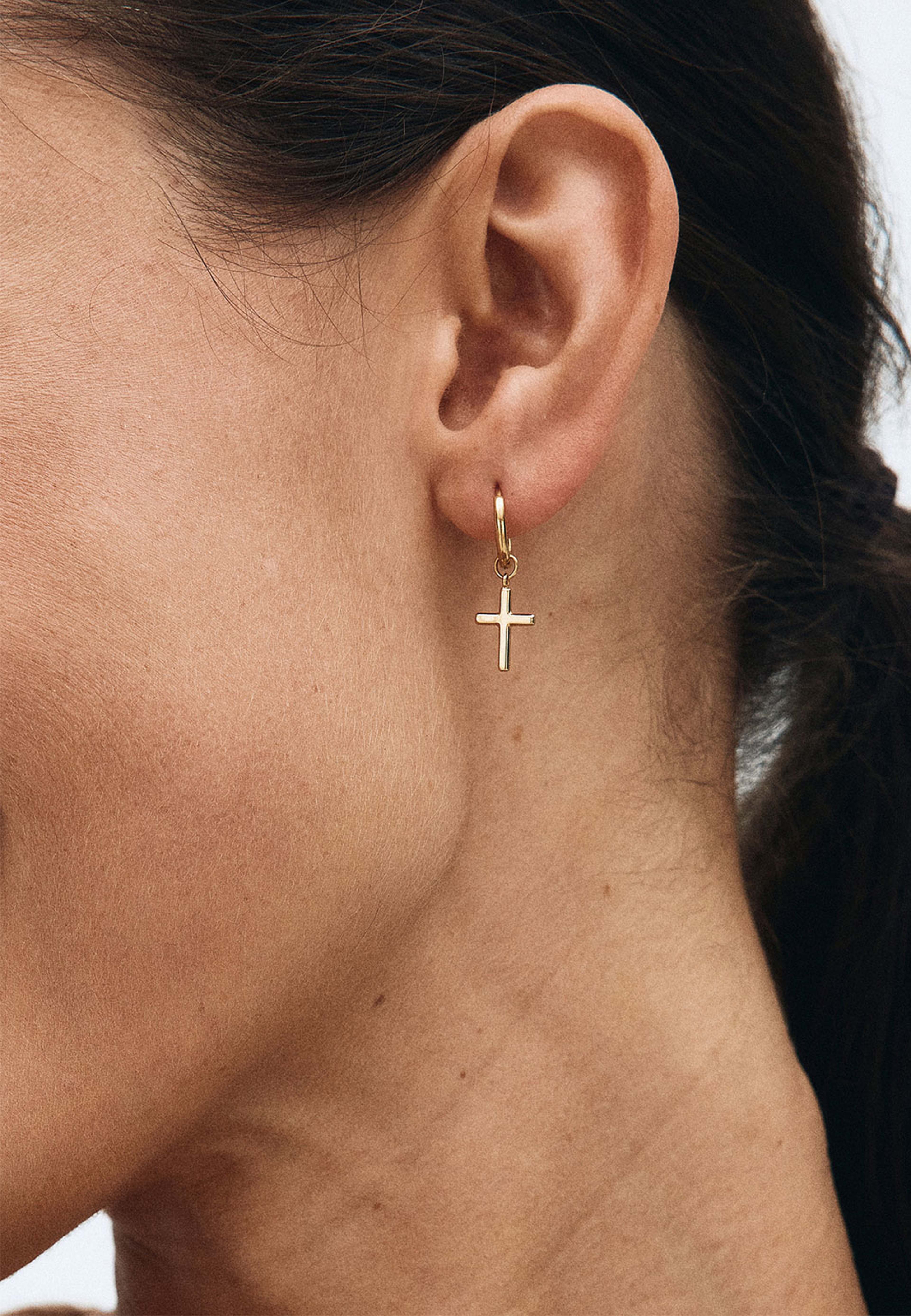 Spirit Cross Hoops Gold