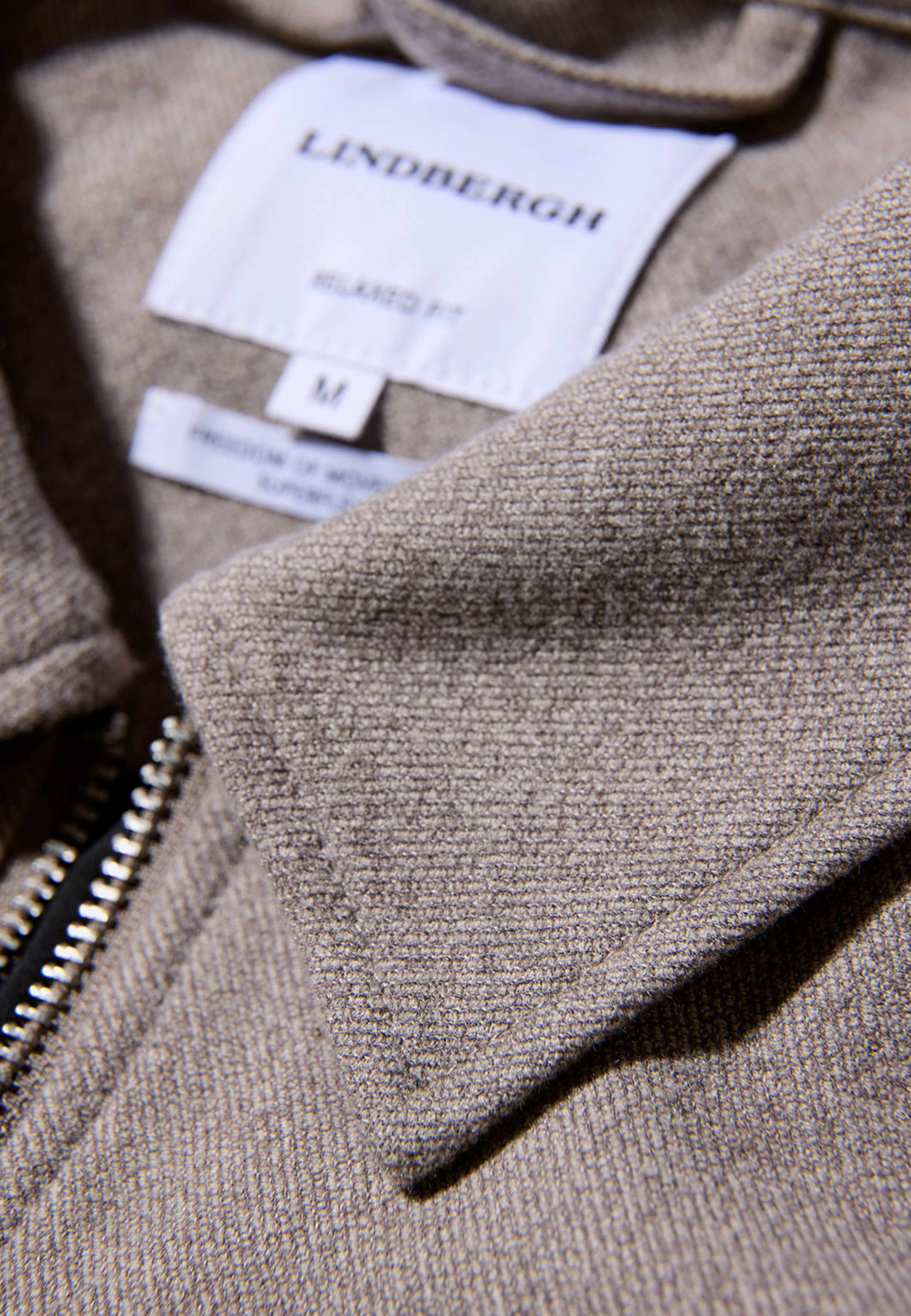 Superflex brushed mel zip-through Jacket, från Lindbergh, i färgen Stone Mel. Klicka för att öppna bilden i stort format