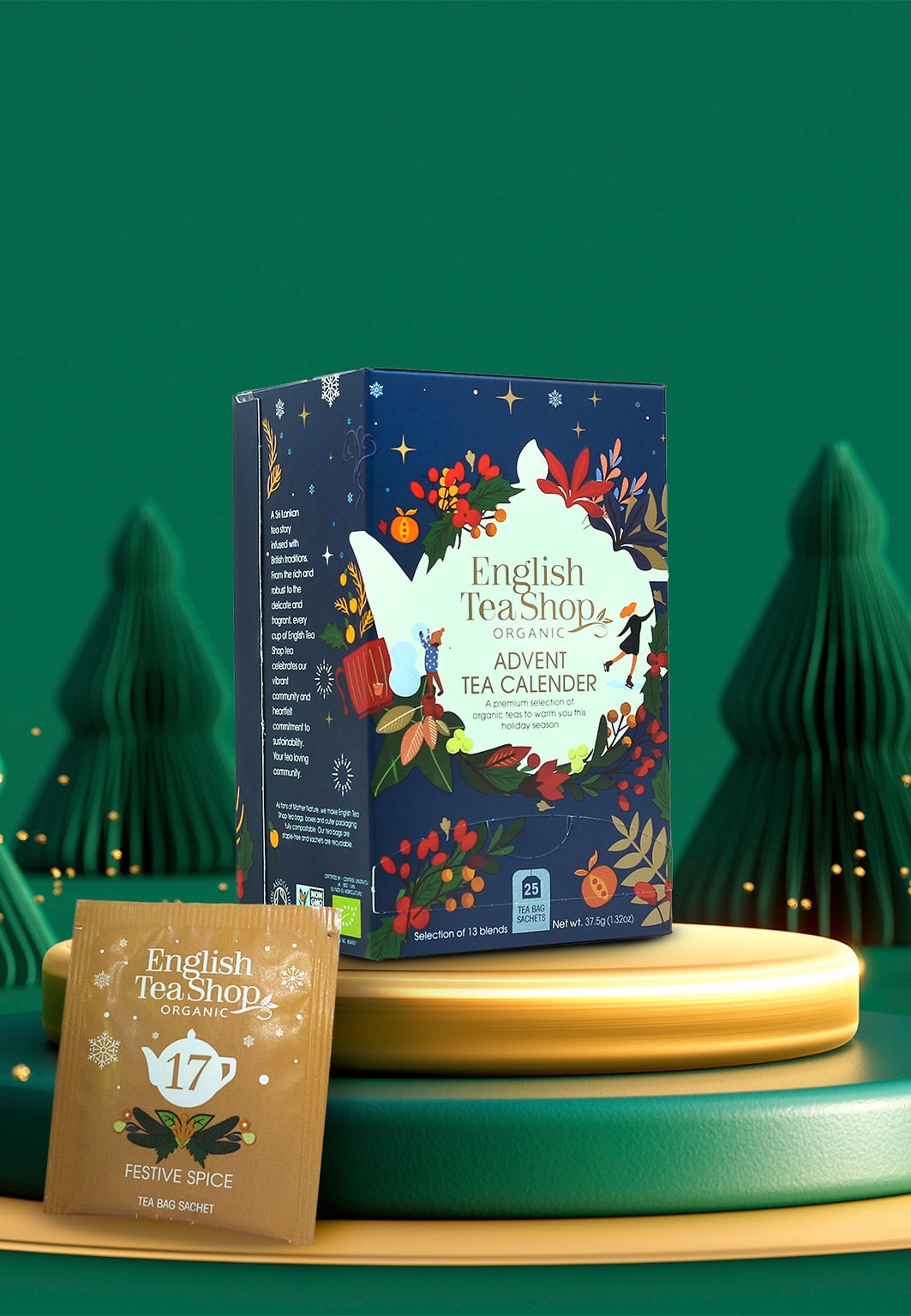 Adventskalender 25 tepåsar, 13 smaker EKO, från English Tea Shop, i färgen Blå. Klicka för att öppna bilden i stort format