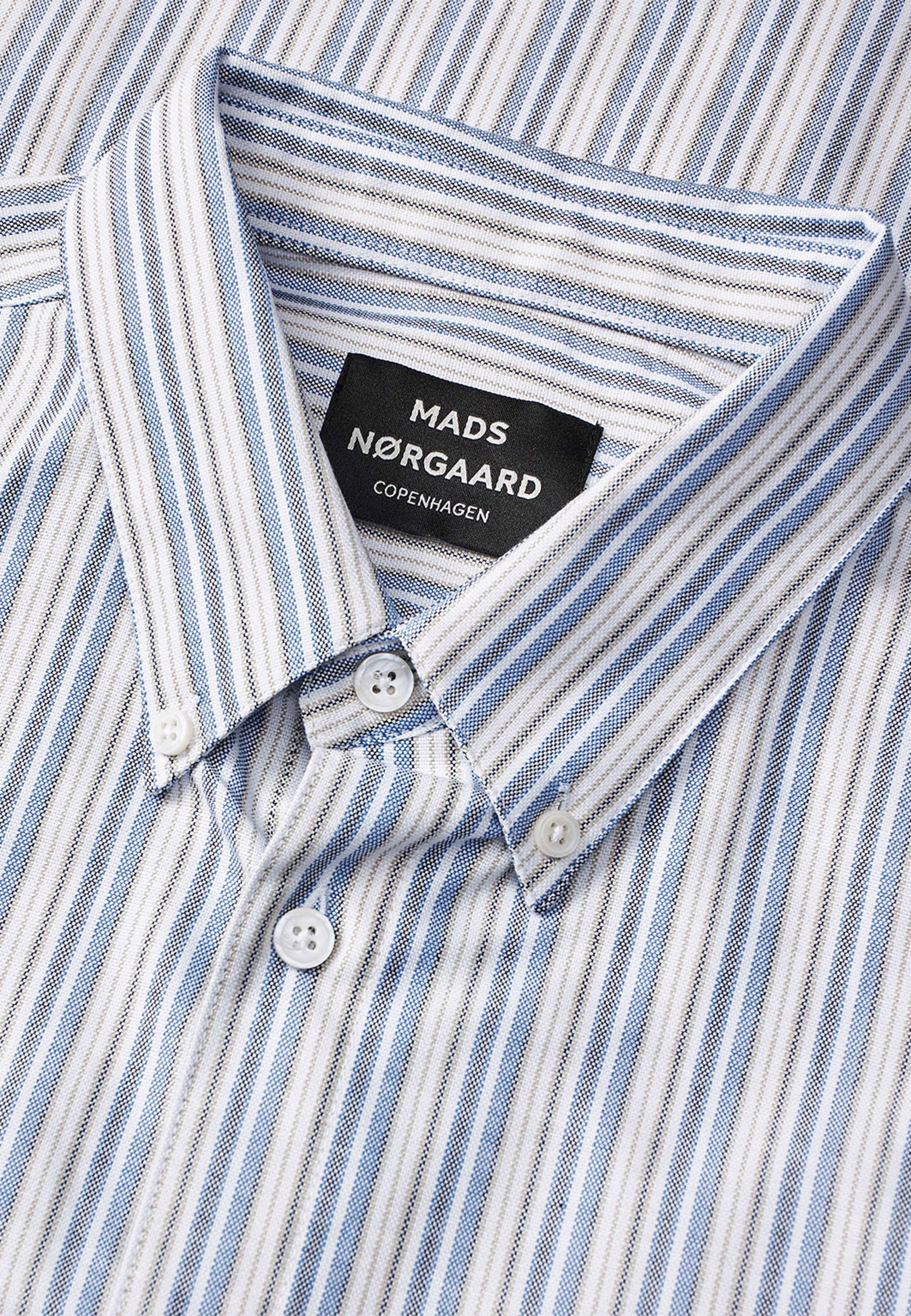 Cotton Oxford Sune Stripe Shirt BD FAV, från Mads Nørgaard, i färgen Bright Cobalt. Klicka för att öppna bilden i stort format