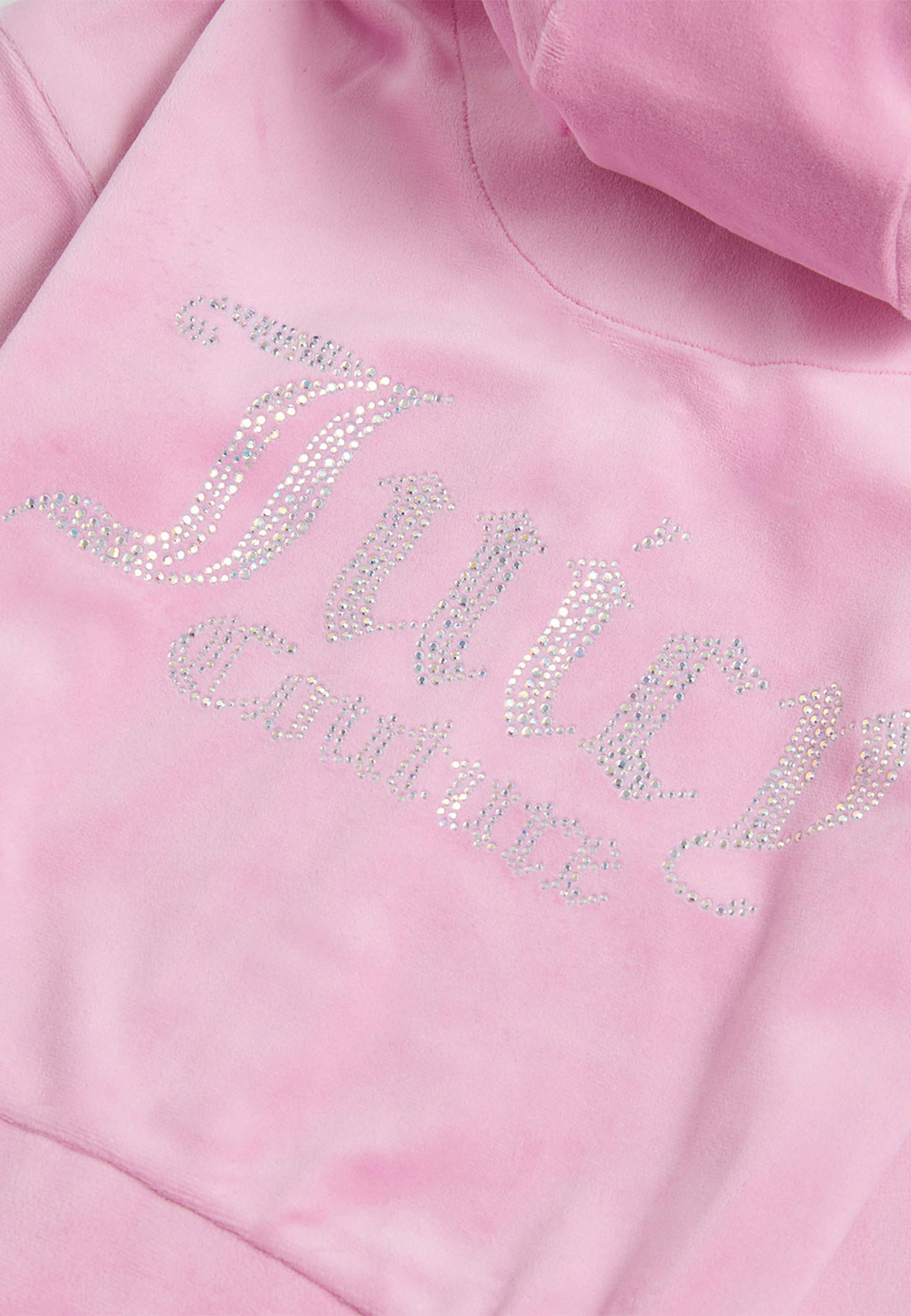 Cropped Velour Diamante Zip THRU, från Juicy Couture, i färgen Pinky Liac Chiffon. Klicka för att öppna bilden i stort format