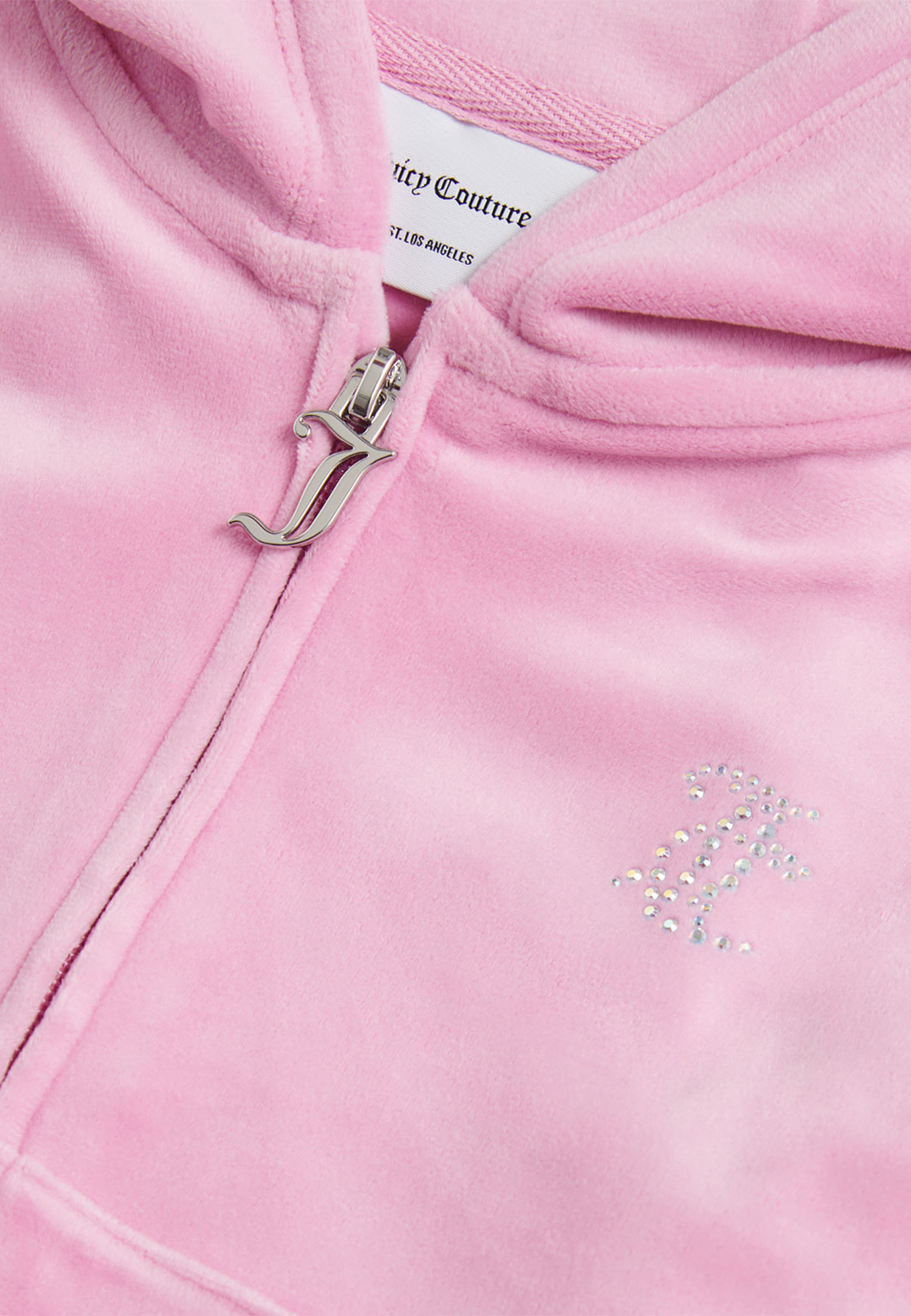 Cropped Velour Diamante Zip THRU, från Juicy Couture, i färgen Pinky Liac Chiffon. Klicka för att öppna bilden i stort format