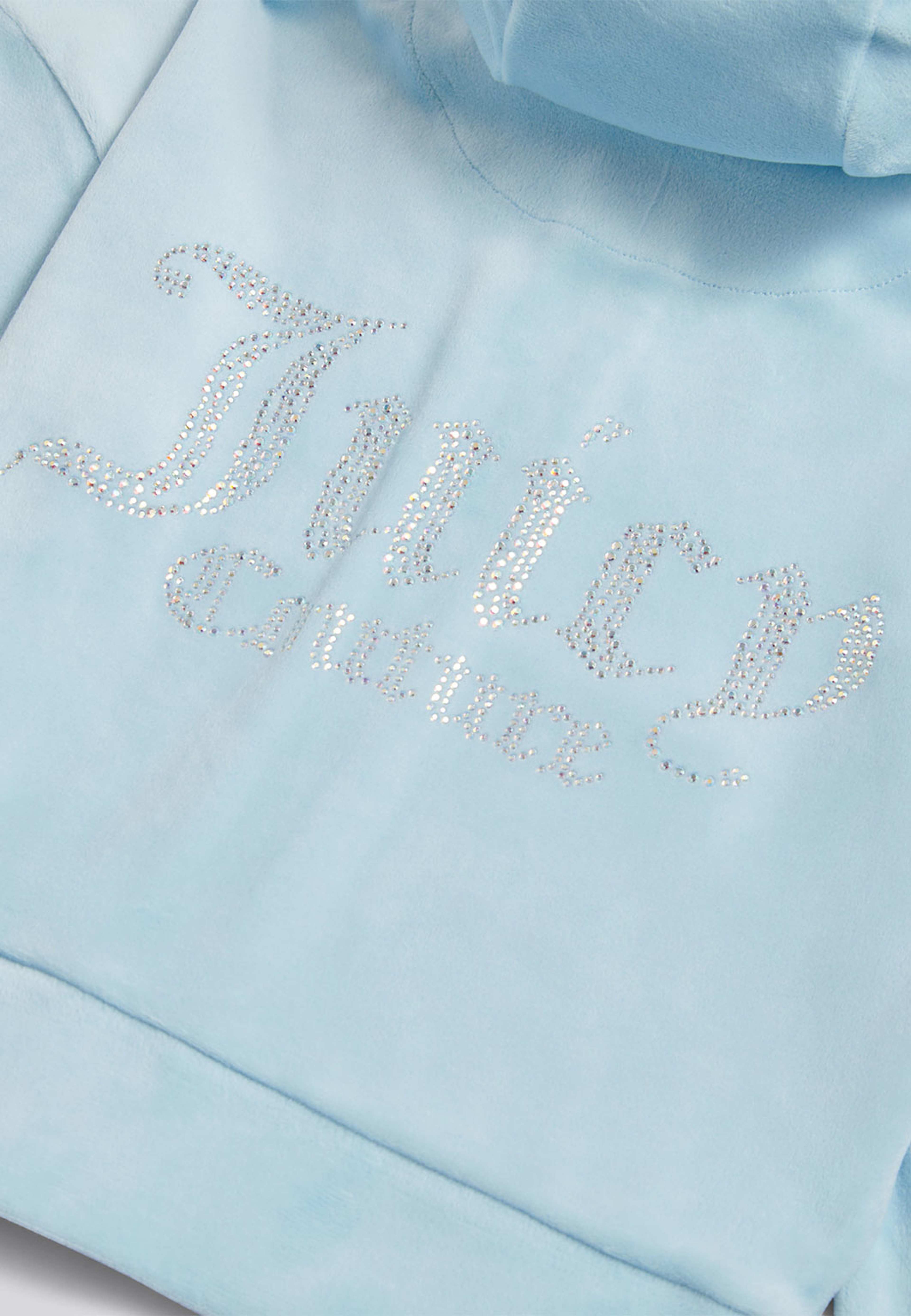 Cropped Velour Diamante Zip THRU, från Juicy Couture, i färgen Nantucket Breeze. Klicka för att öppna bilden i stort format
