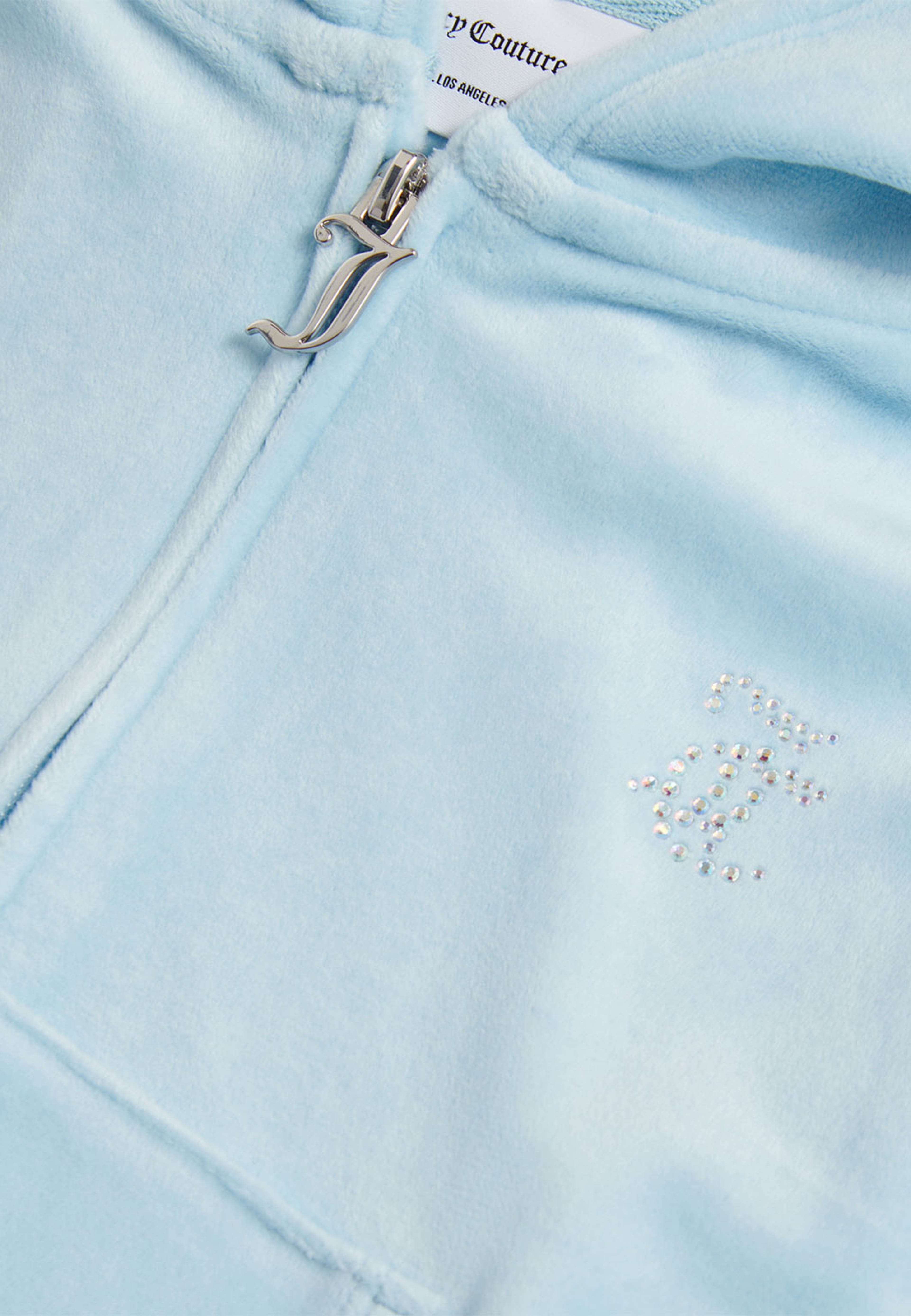 Cropped Velour Diamante Zip THRU, från Juicy Couture, i färgen Nantucket Breeze. Klicka för att öppna bilden i stort format