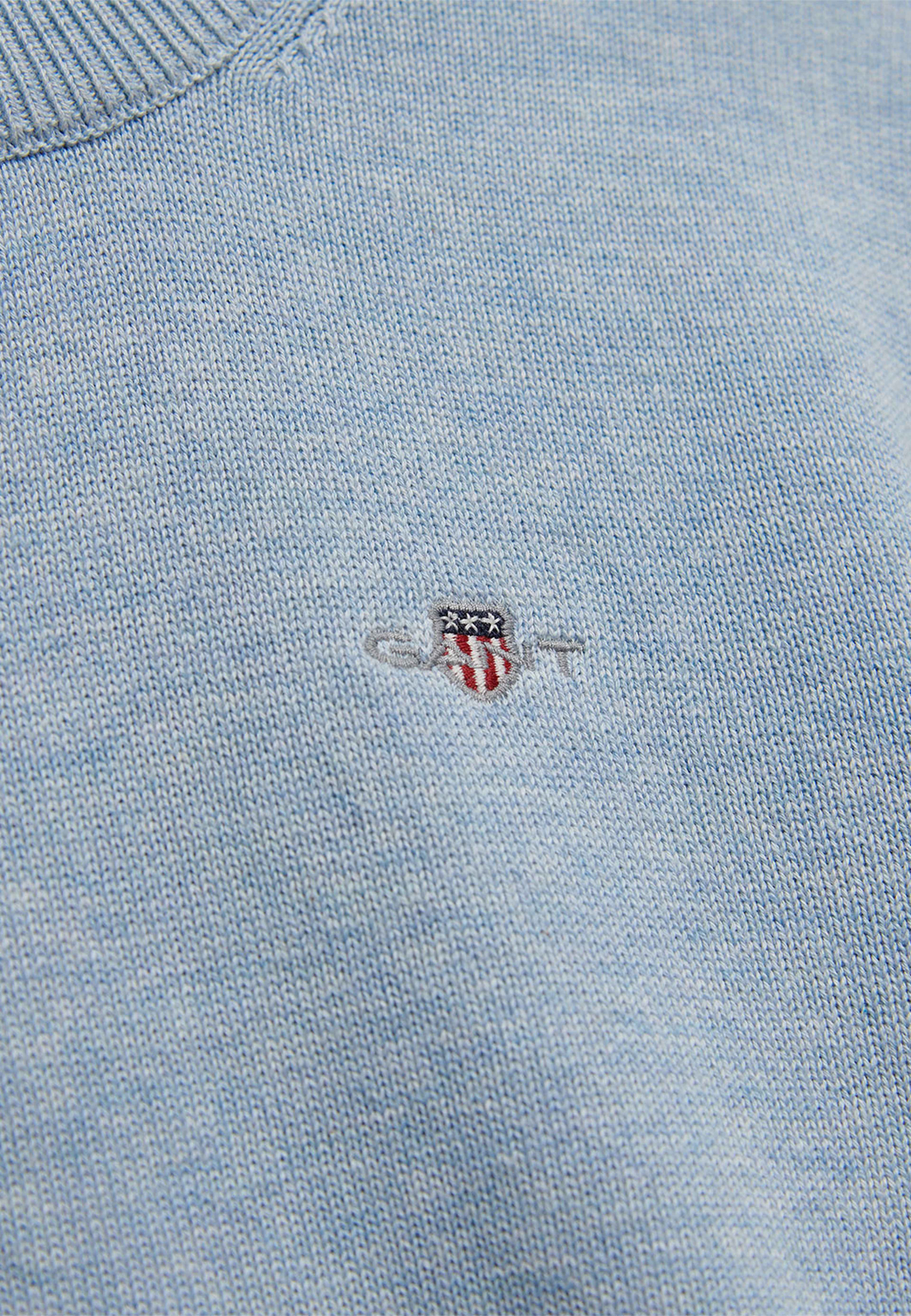 Shield Cotton Crew Neck Sweater, från GANT, i färgen Sky Blue Marl. Klicka för att öppna bilden i stort format