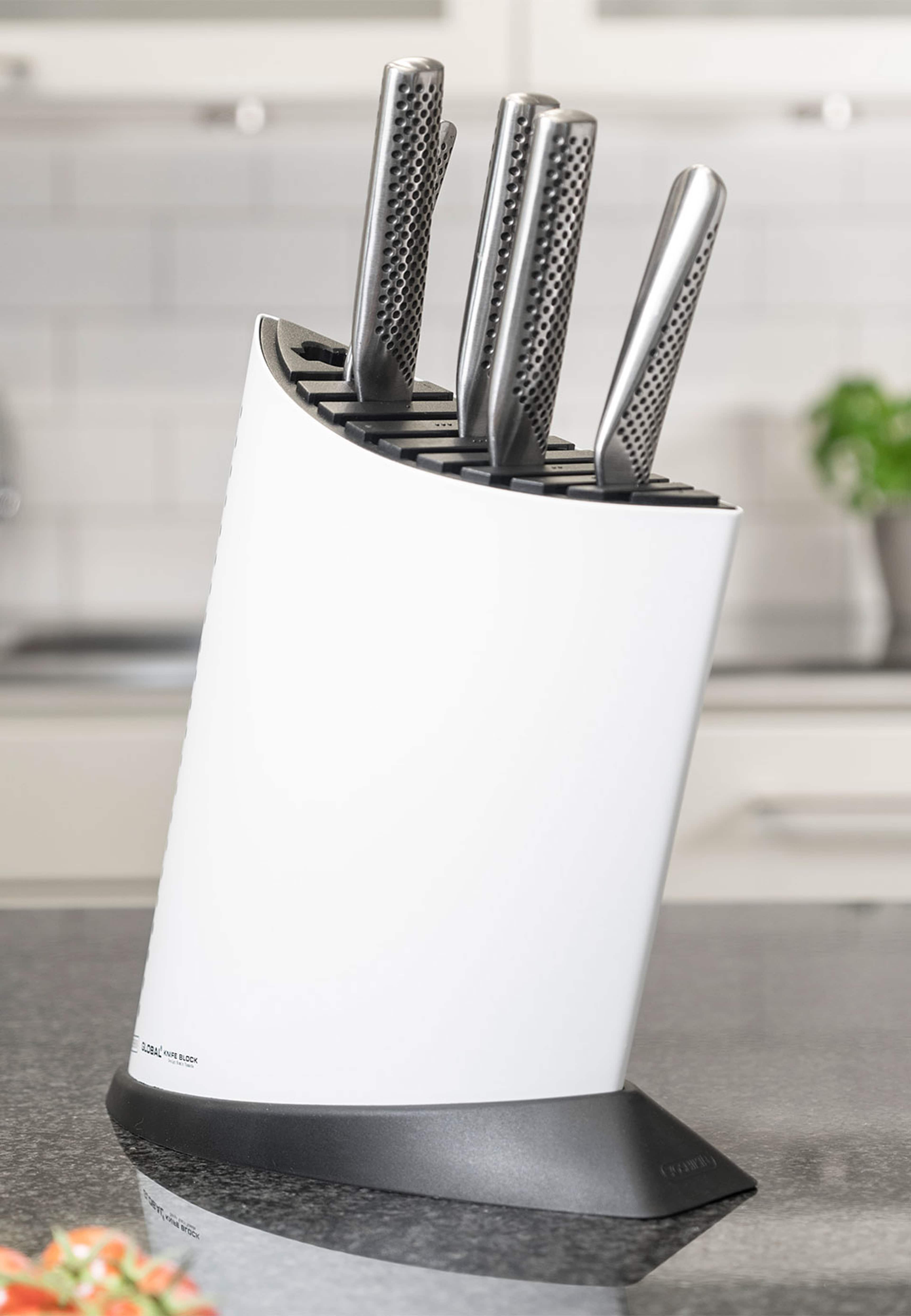 Knivblock vit 9 +1, från Global, i färgen Vit. Klicka för att öppna bilden i stort format