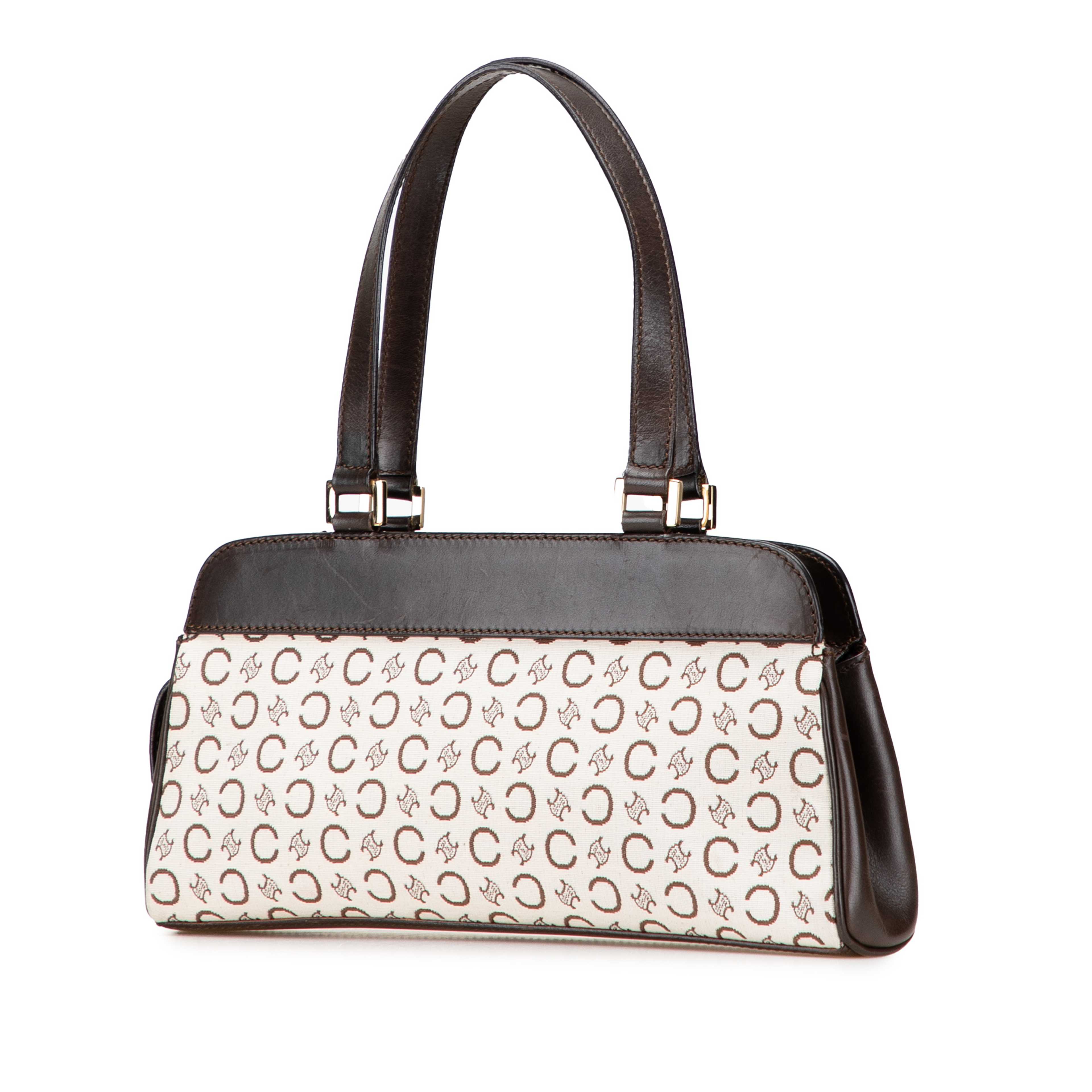 Celine C Macadam Canvas Handbag, från Luxclusif, i färgen light beige. Klicka för att öppna bilden i stort format